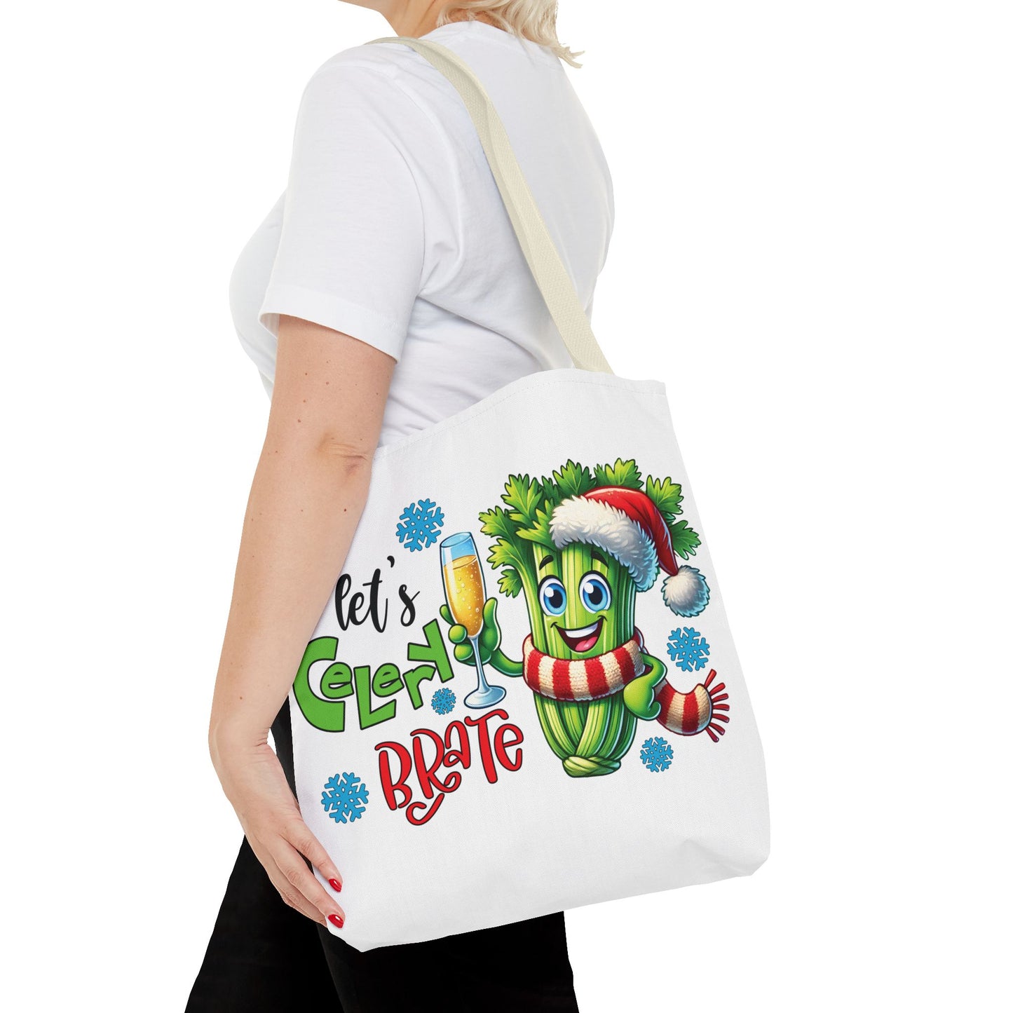 🥂 Let’s Celery-brate Christmas Tote Bag – Fun, Festive & Eco-Friendly 🎄
