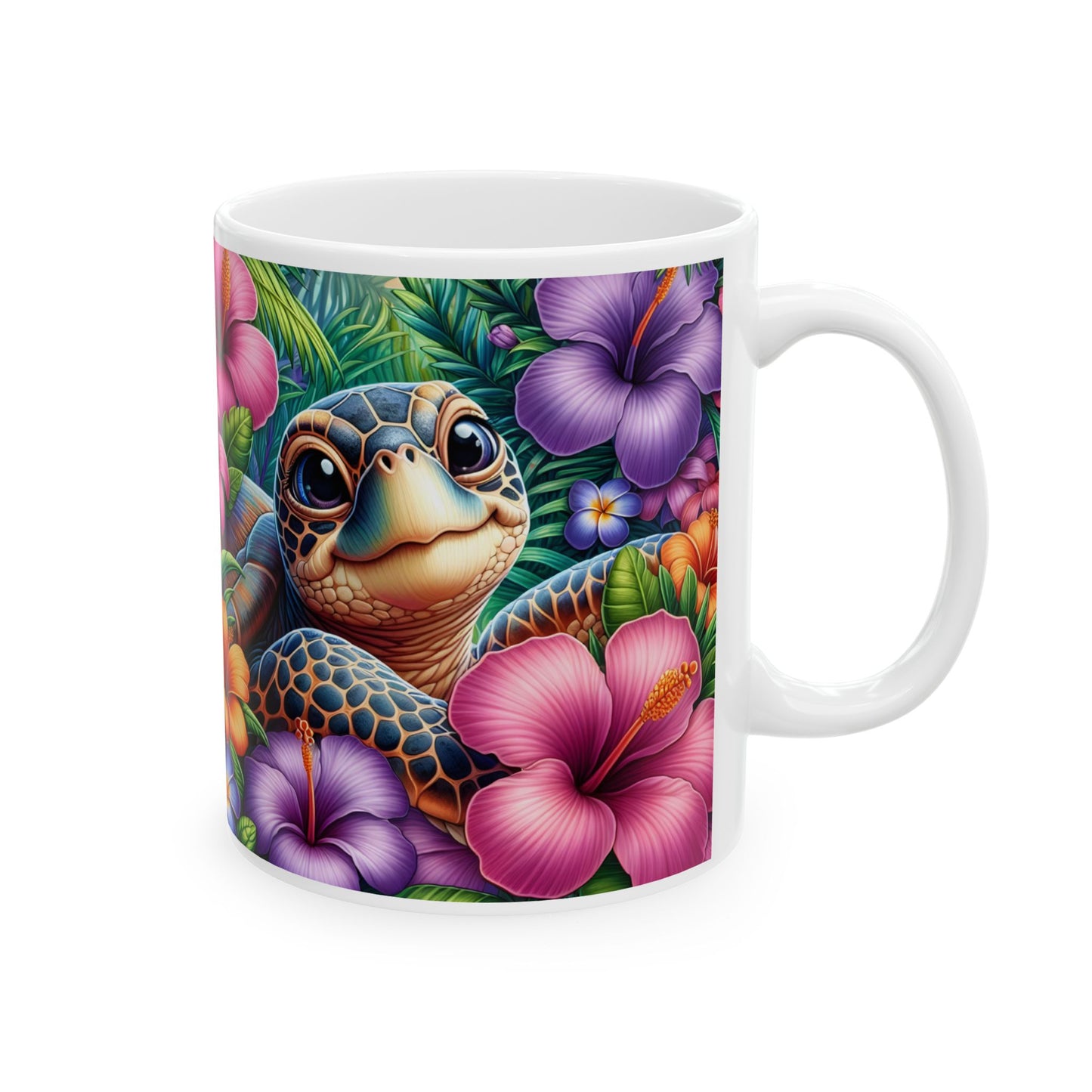🌺🐢 Personalized Sea Turtle Hibiscus Mug – Tropical Island Coffee Cup 🌴☕