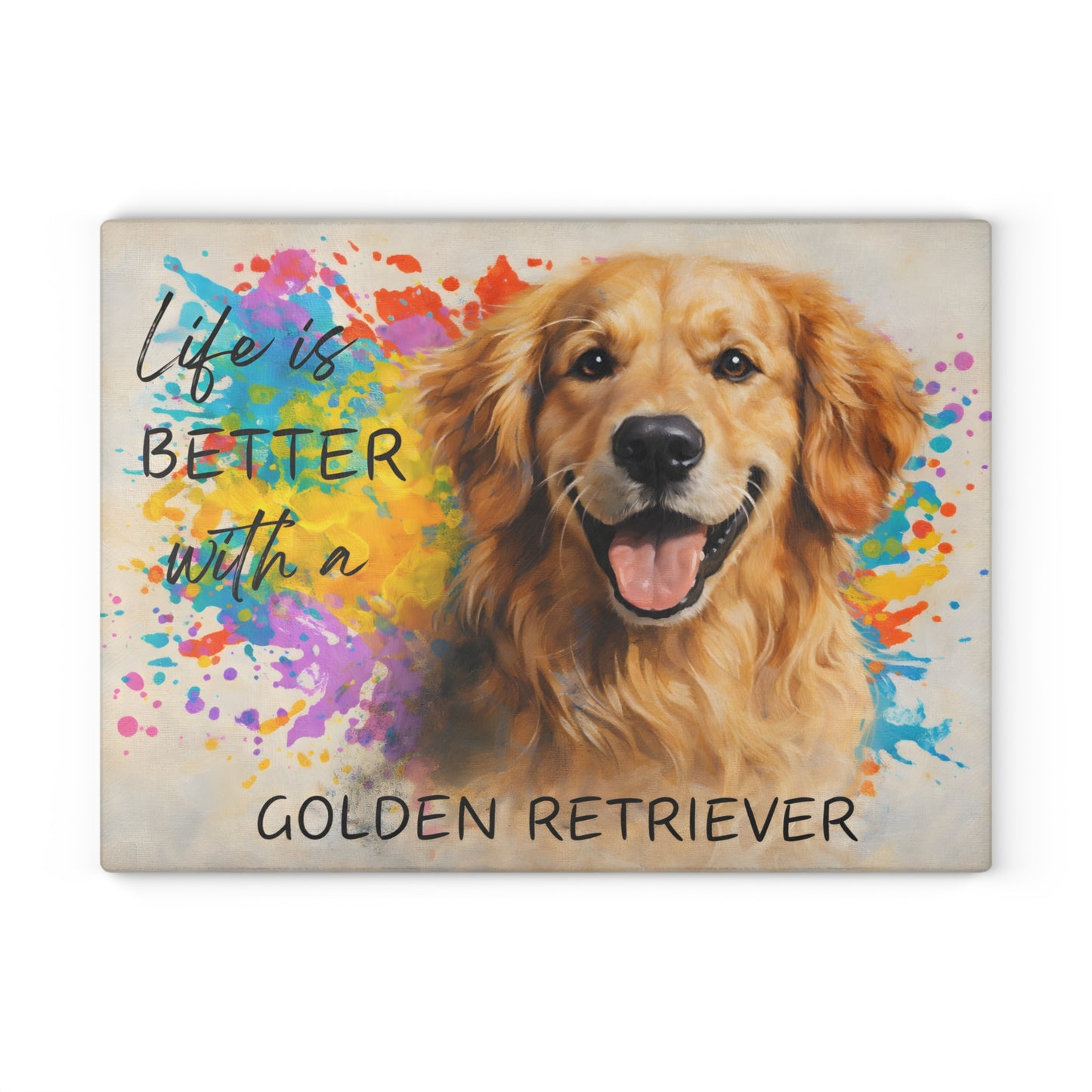 Life Is Better with a Golden Retriever Glass Cutting Board – Color Splash Canine Charm