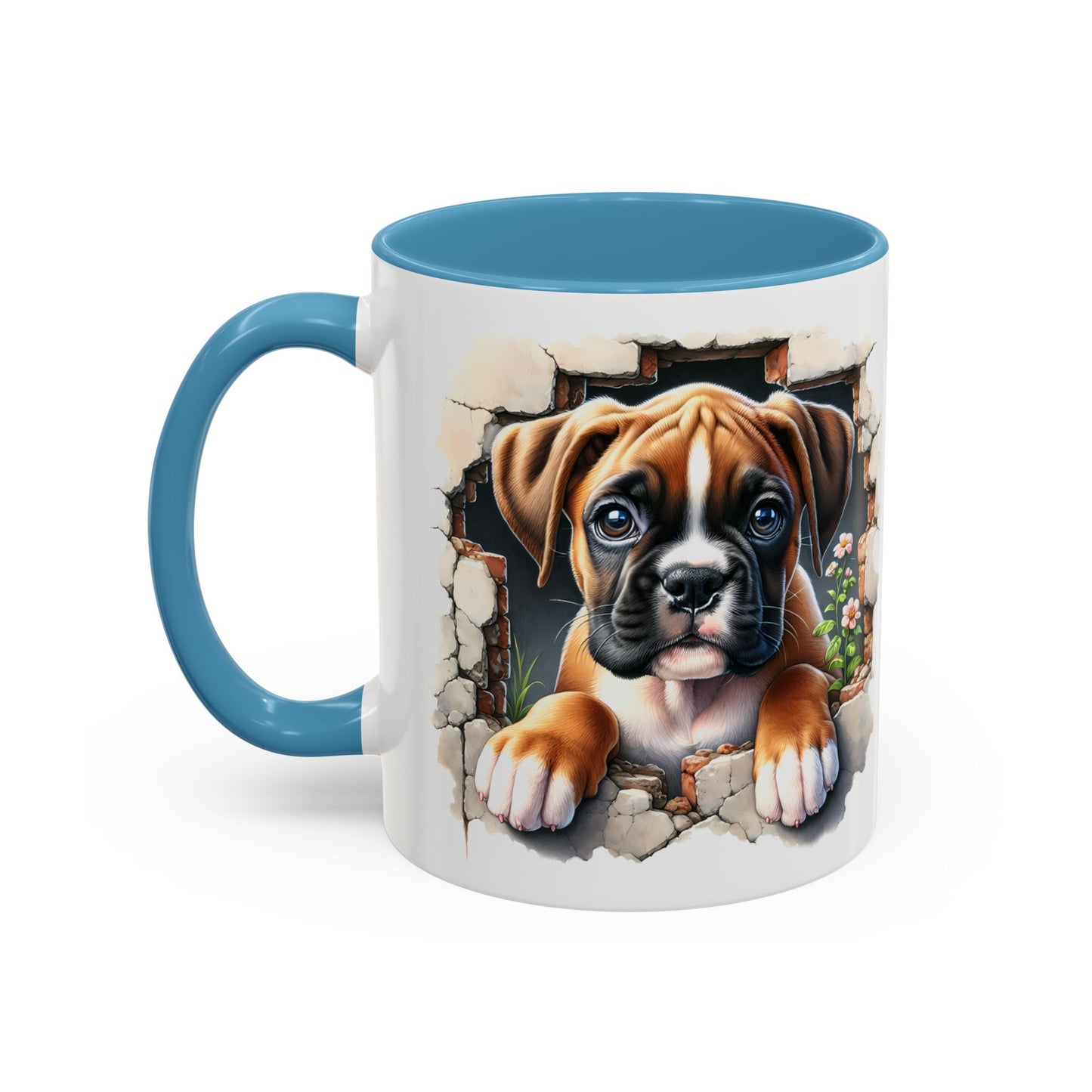 🐶☕ Boxer Puppy Peek Accent Mug – Adorable Dog Lover Gift ✨💛