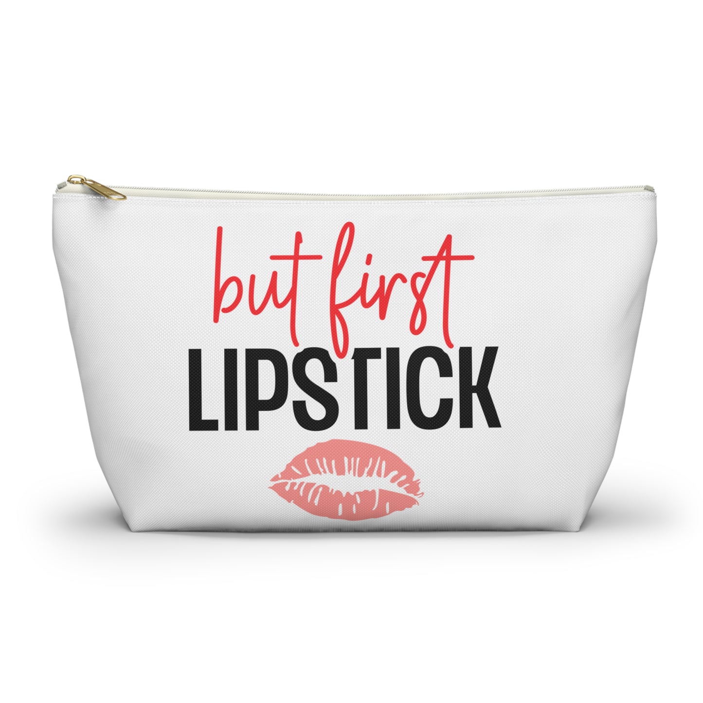 Accessory Pouch – "But First Lipstick" Red Makeup Bag
