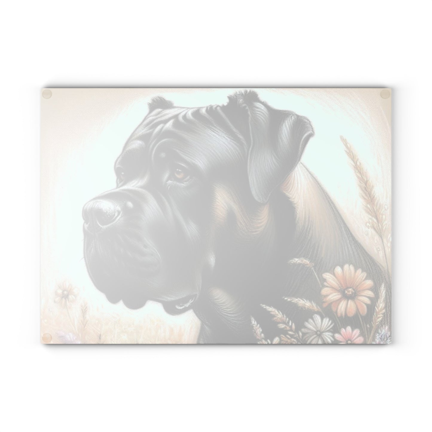 🖤 Cane Corso Cutting Board – Majestic Strength Meets Floral Elegance 🌾