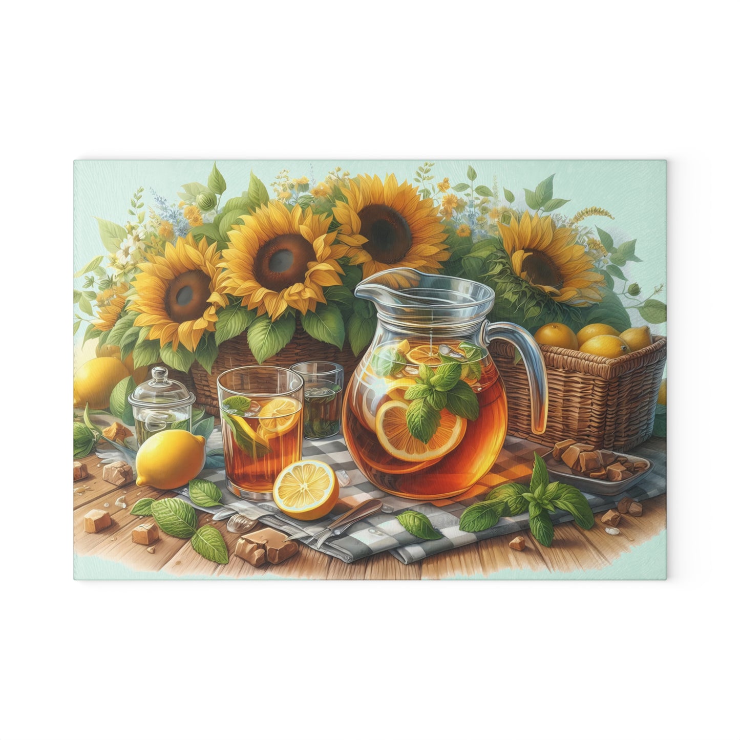 🍋 Sunflower Lemon Iced Tea Cutting Board – Summer Sips & Farmhouse Sunshine