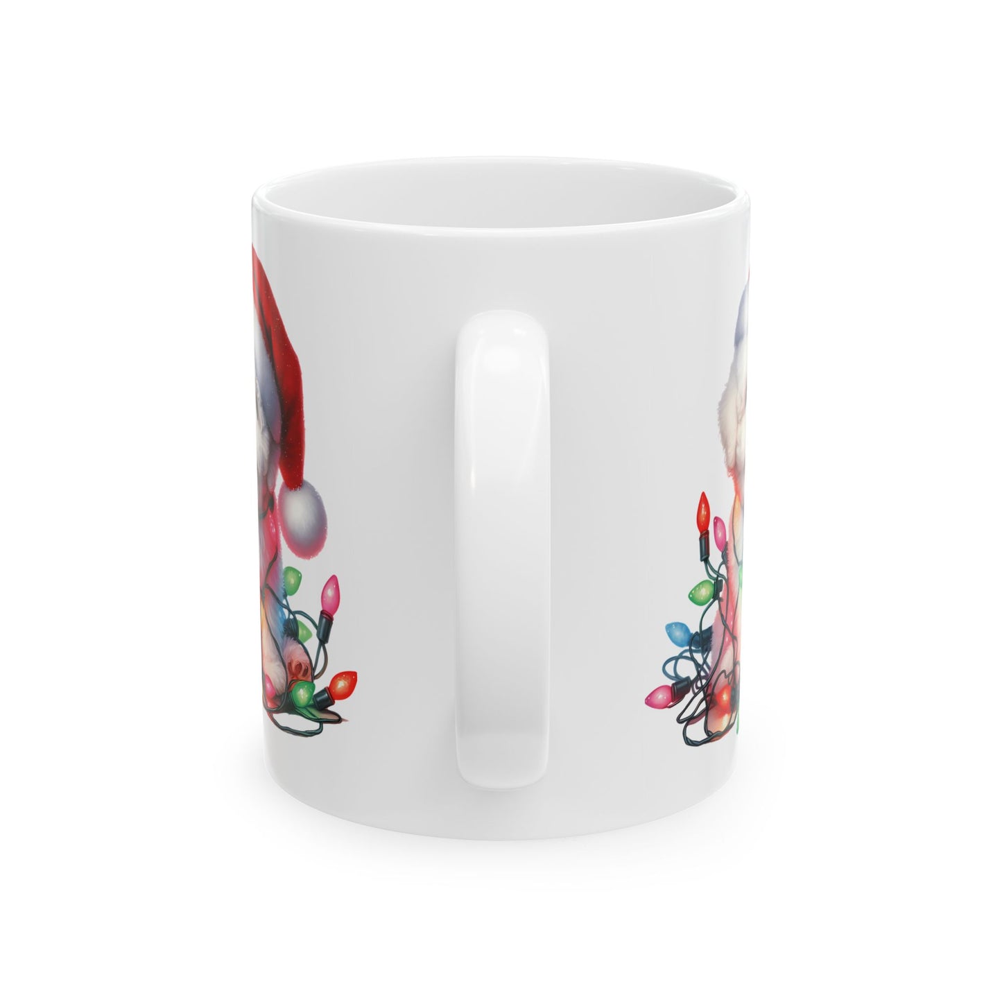 🎄 Bichon Frise Christmas Lights Mug – Holiday Cheer with a Fluffy Twist ☕