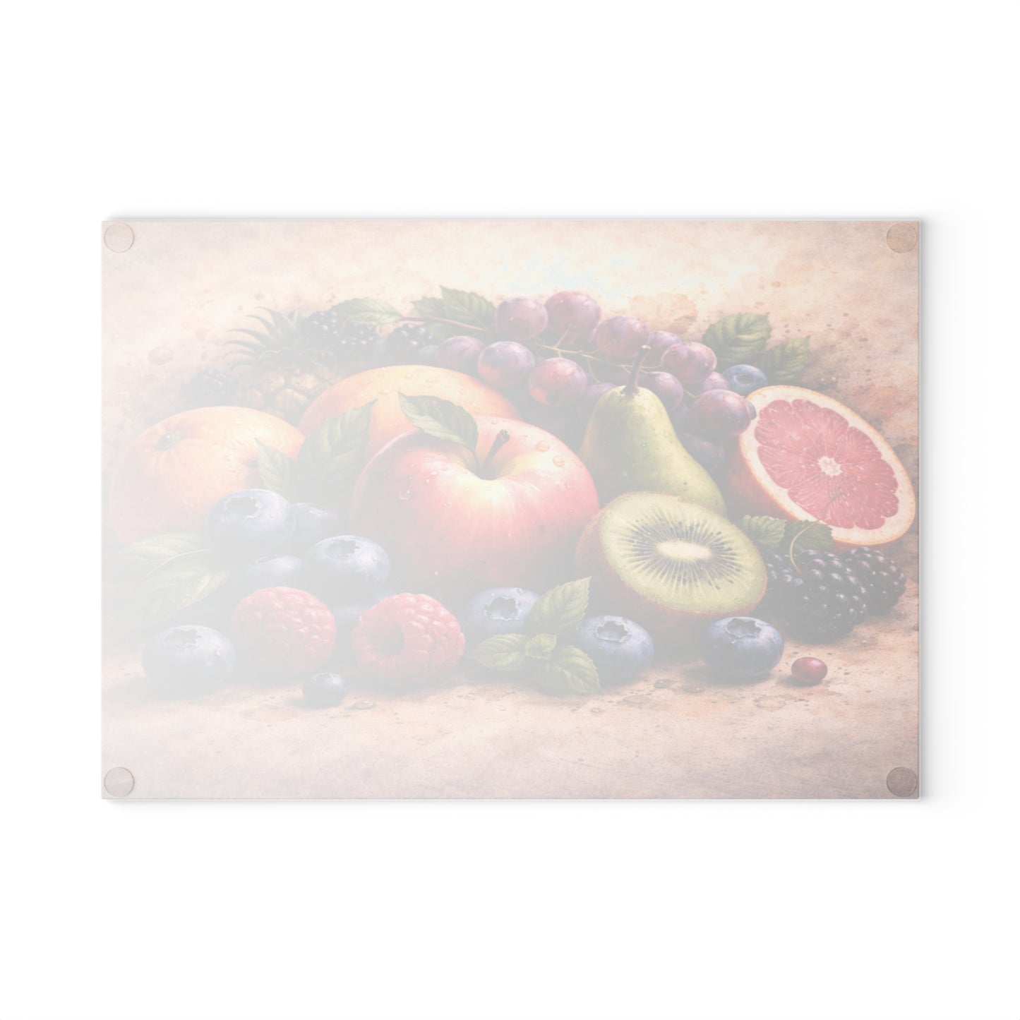 Classic Orchard Still Life Glass Cutting Board – Fruit Market Kitchen Accent