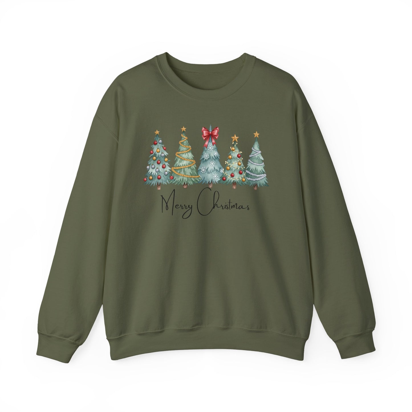 🎄✨ Merry Christmas Trees Sweatshirt – Bold Patterns & Festive Cheer
