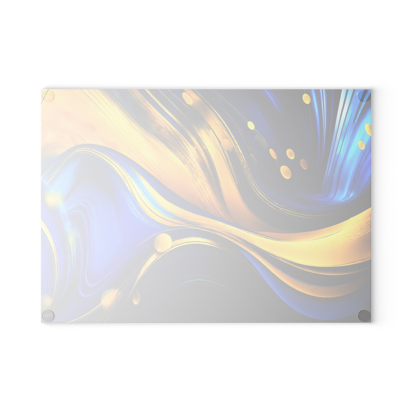 Blue & Gold Abstract Glass Cutting Board – Modern Fluid Art Kitchen Decor