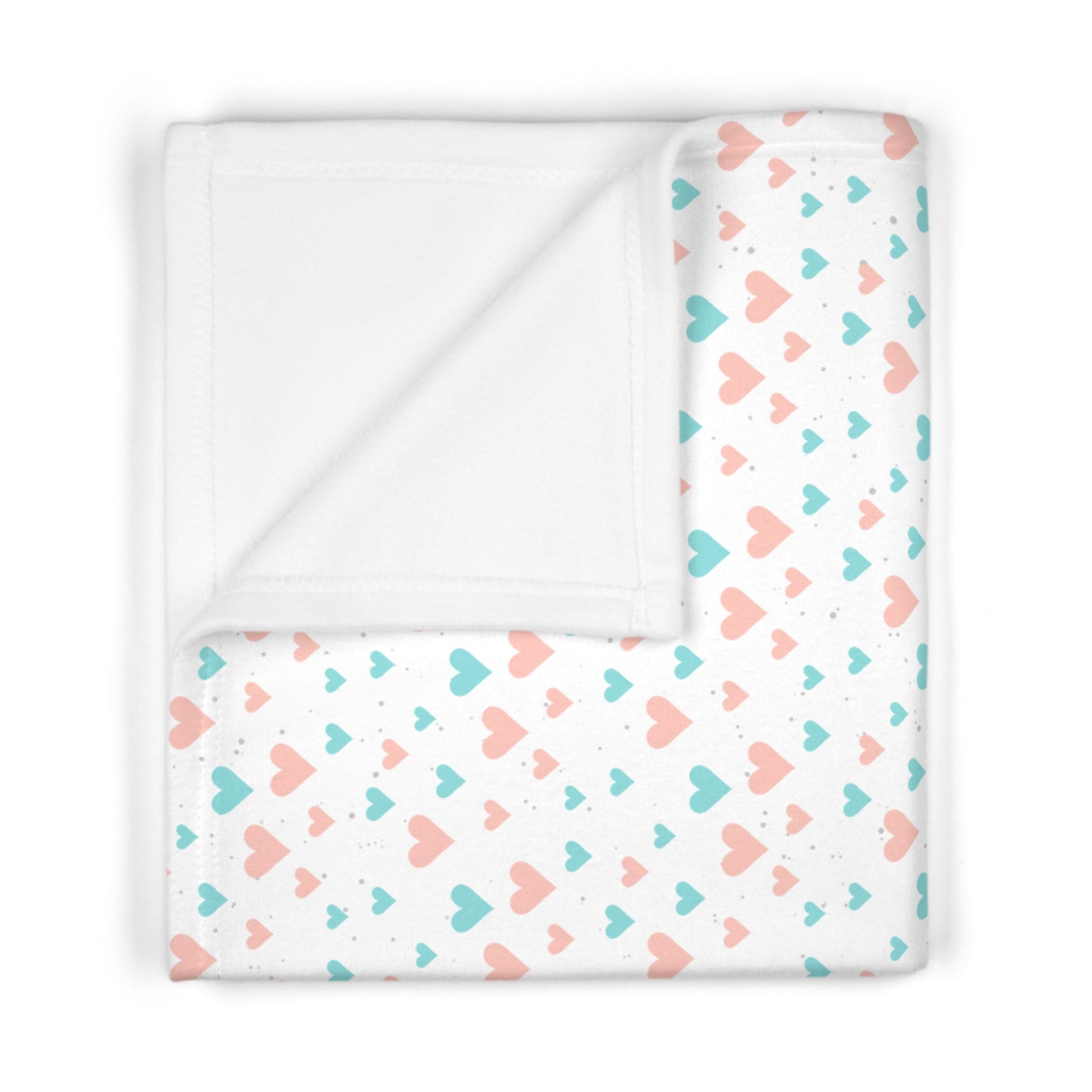 💙🩷 Hearts Velveteen Plush Blanket – White (Unisex)