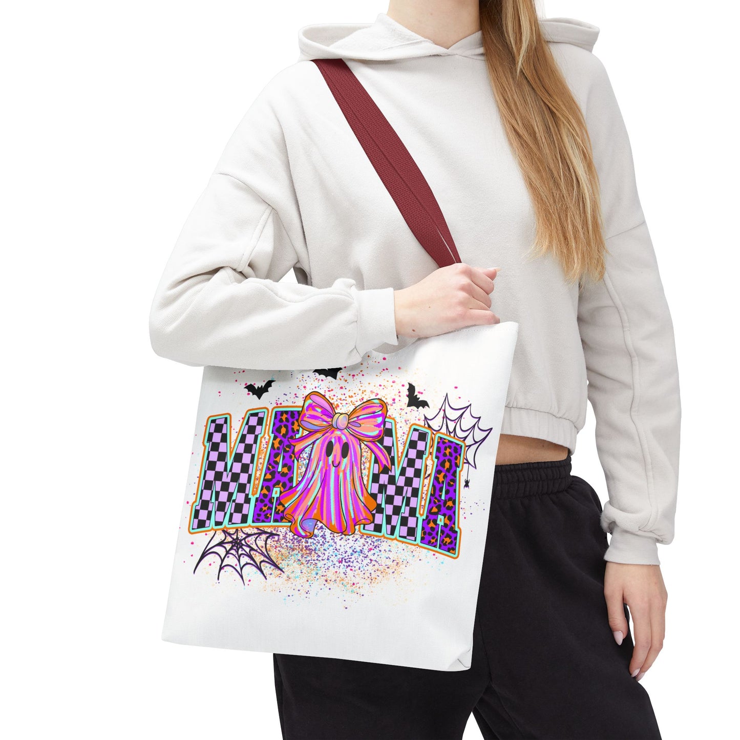 🎃 Colorful Mama Ghost Halloween Tote Bag – Spooky Fun with a Pop of Color 👻👜