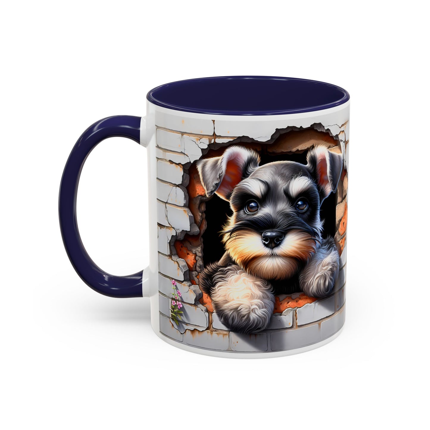 🎀🐶 Schnauzer Puppy Accent Mug – Cute Peek-Through Dog Design for Animal Lovers ☕💖