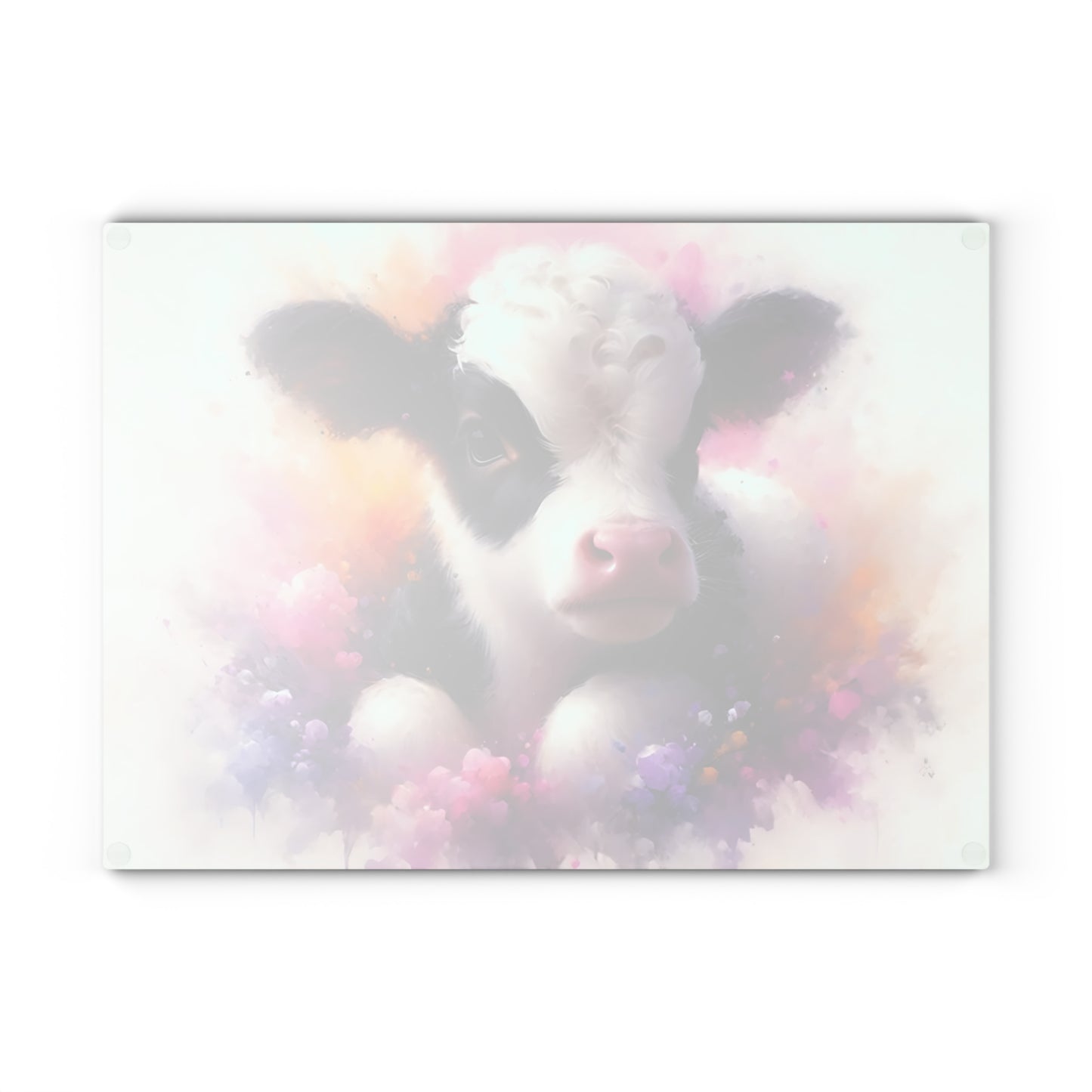🐮 Baby Cow Floral Splash Cutting Board – Sweet Farmhouse Charm for Your Kitchen