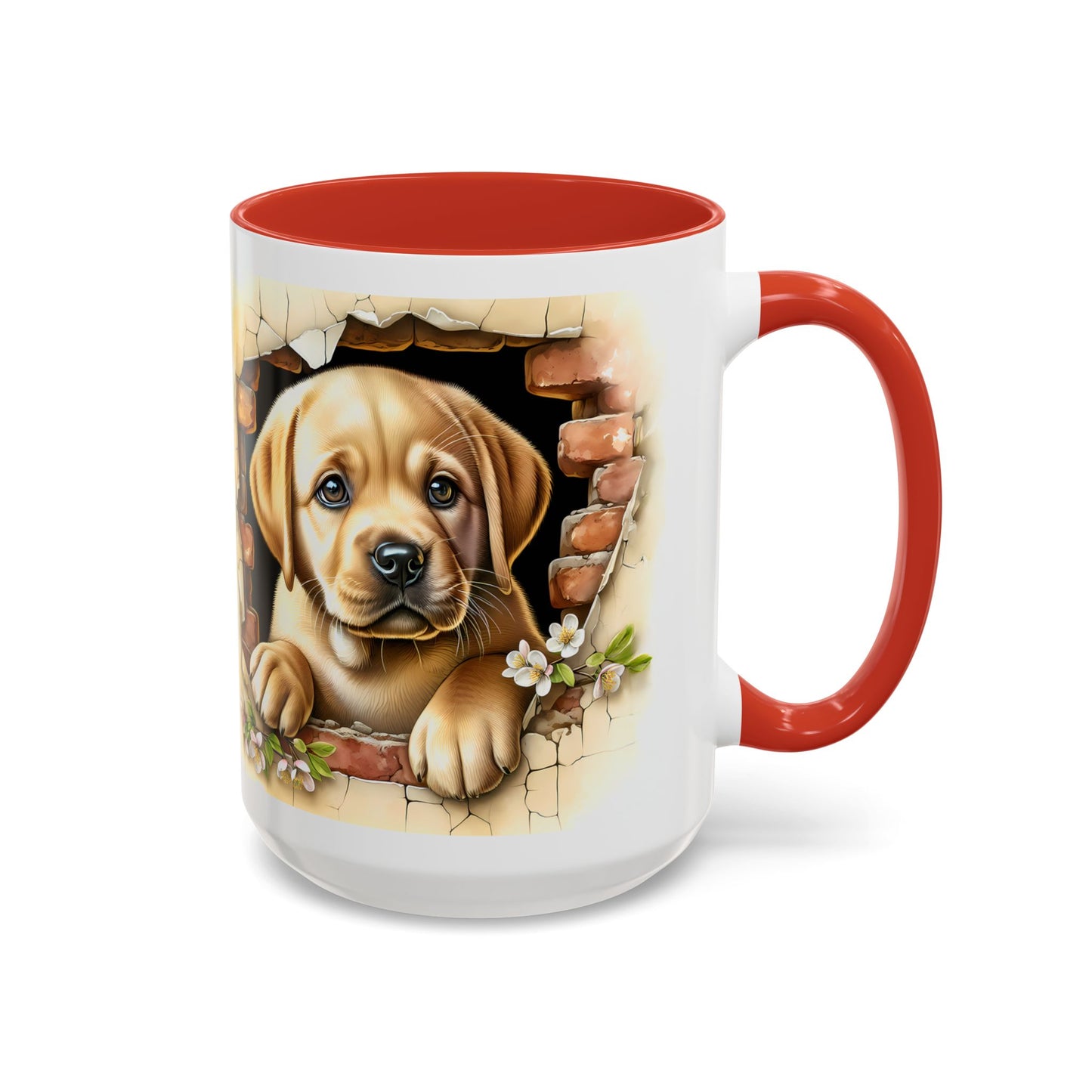 🐶☕ Labrador Puppy Peek Accent Mug – Sweet Yellow Lab Lover Gift ✨💛