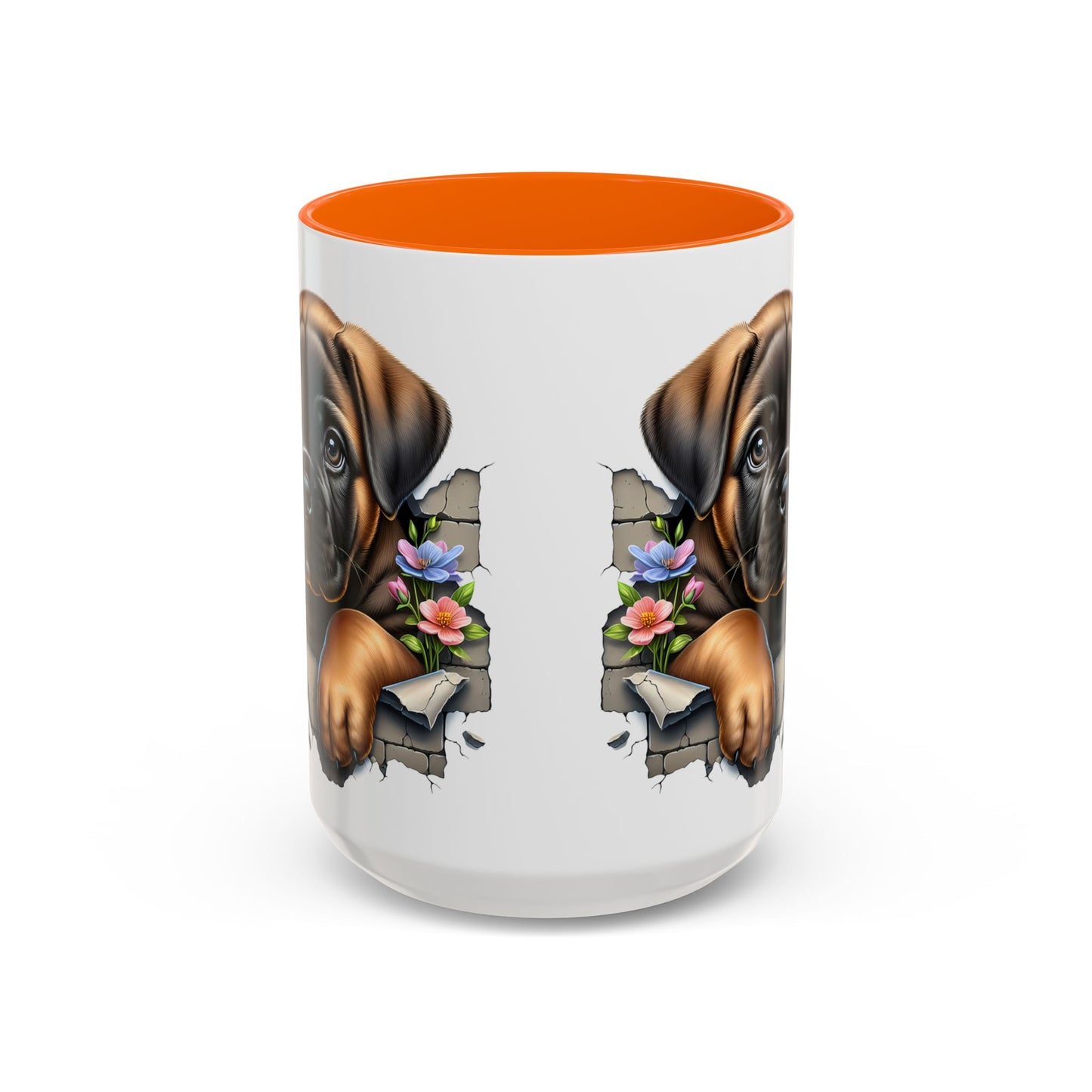 🧡 Boxer Puppy Accent Mug – Adorable Peek-Through Cup for Dog Lovers
