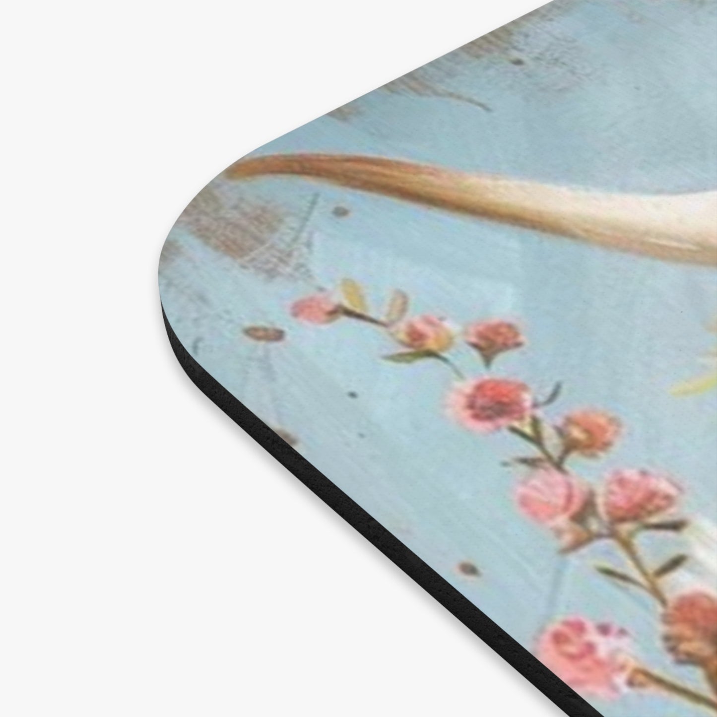 🖱️🐮 Highland Cow & Wildflowers Mouse Pad – Rustic Boho Desk Art