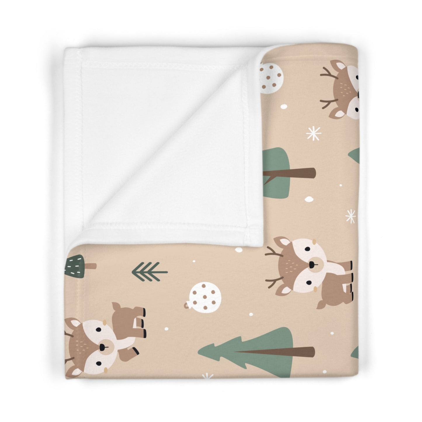 Woodland Fawn Baby Blanket – Ultra-Soft Fleece 30″×40″ | Neutral Forest Trees & Snow