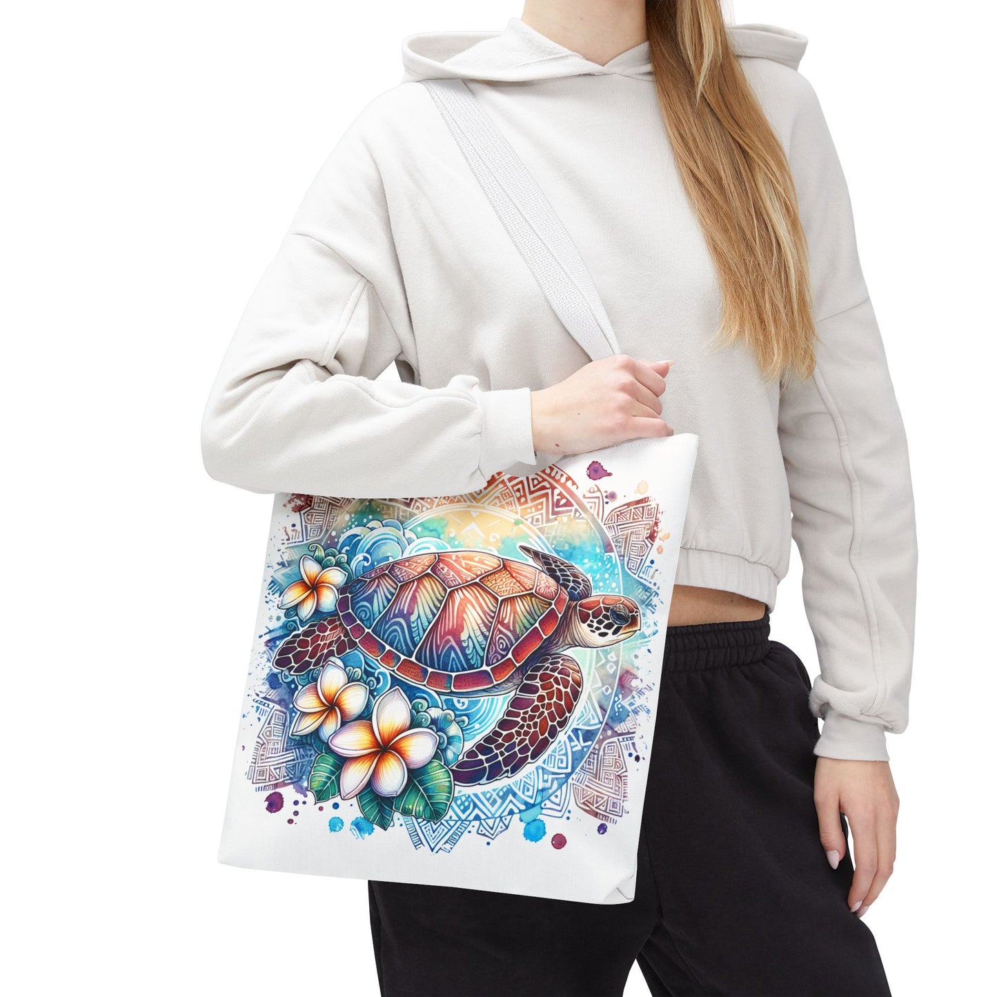🐢 Vibrant Tribal Sea Turtle Tote Bag – Ocean Beauty Meets Island Vibes 🌊👜