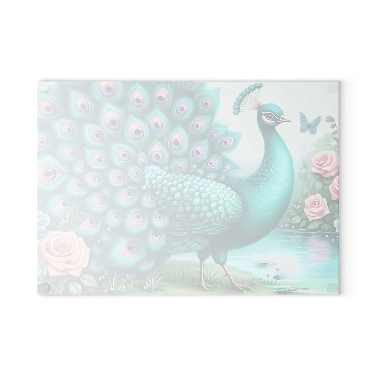 Decoración de pavo real, decoración de mariposas, tabla de cortar, decoración de cocina, arte de cocina, tabla de servir, regalo de pavo real, regalo de mariposa, tabla de cortar floral