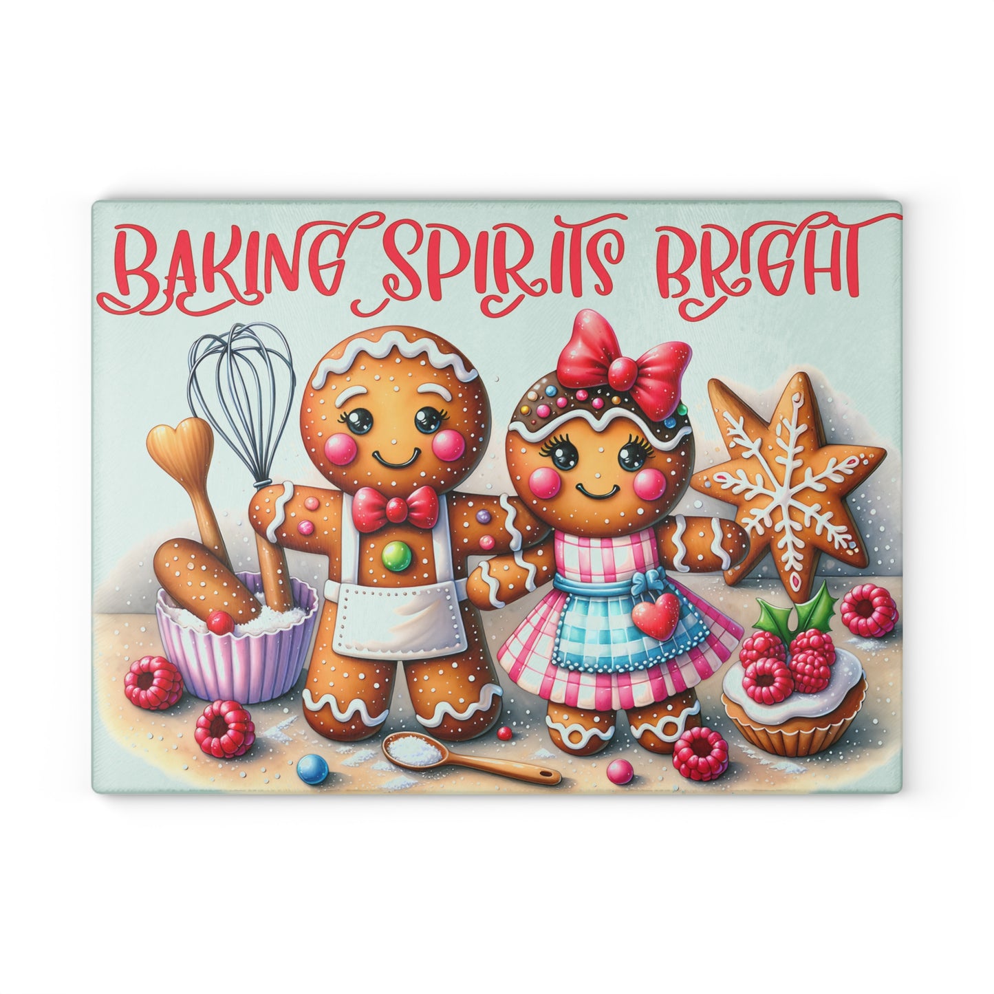 🍪✨ Baking Spirits Bright Gingerbread Couple Cutting Board ✨🍪