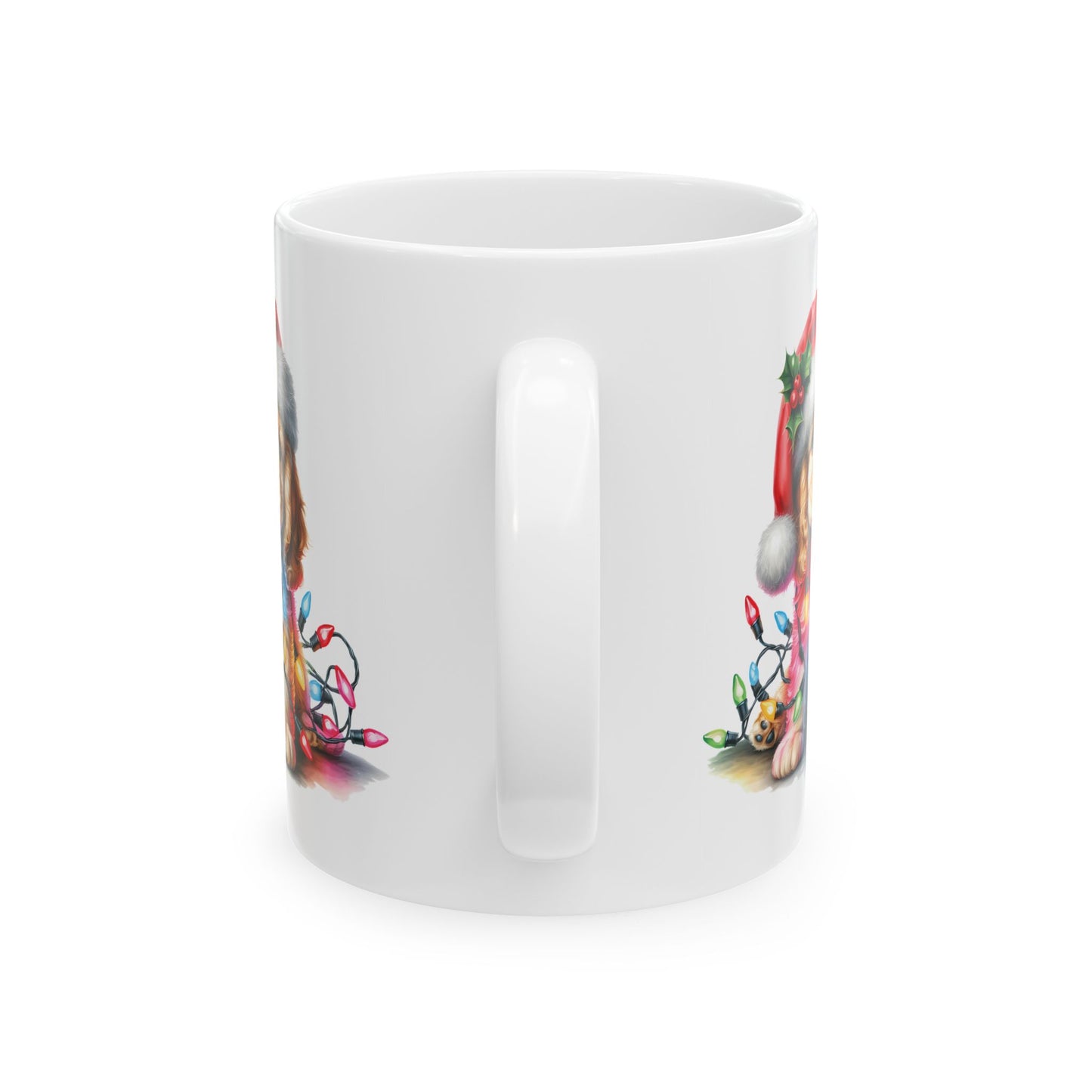 🎁 Cocker Spaniel Christmas Lights Mug – Sweet Holiday Cheer with a Bow 🎄🐶