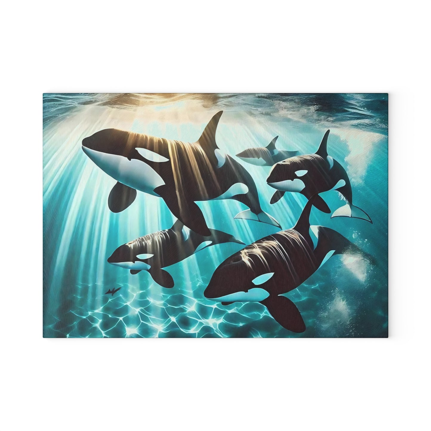 🐋✨ Orca Pod Cutting Board – Ocean Majesty for Your Kitchen 🌊