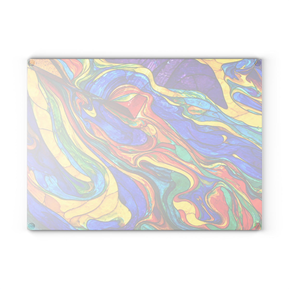 Colorful Marbled Swirl Glass Cutting Board – Bold Abstract Rainbow Kitchen Decor