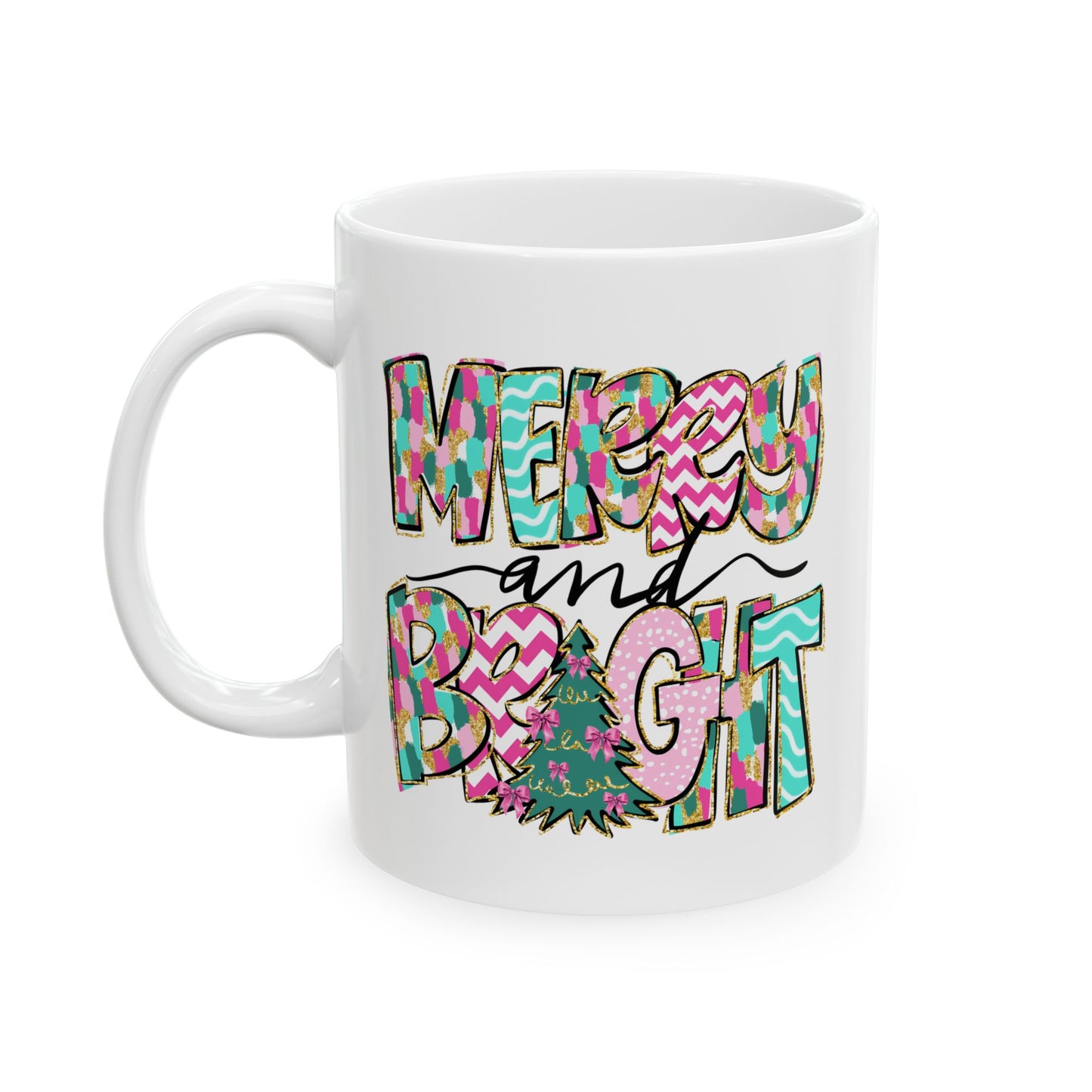 ☕ Merry and Bright Mug – Whimsical Colors & Holiday Cheer in Every Sip 🎄💖