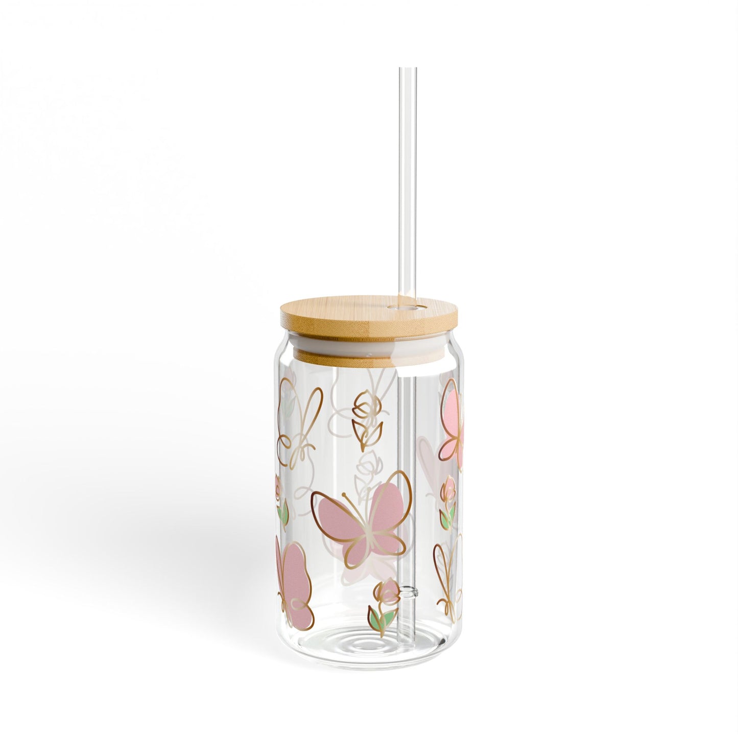 Vaso con forma de mariposa rosa y rosa dorada: elegante vaso floral para beber para cualquier ocasión.