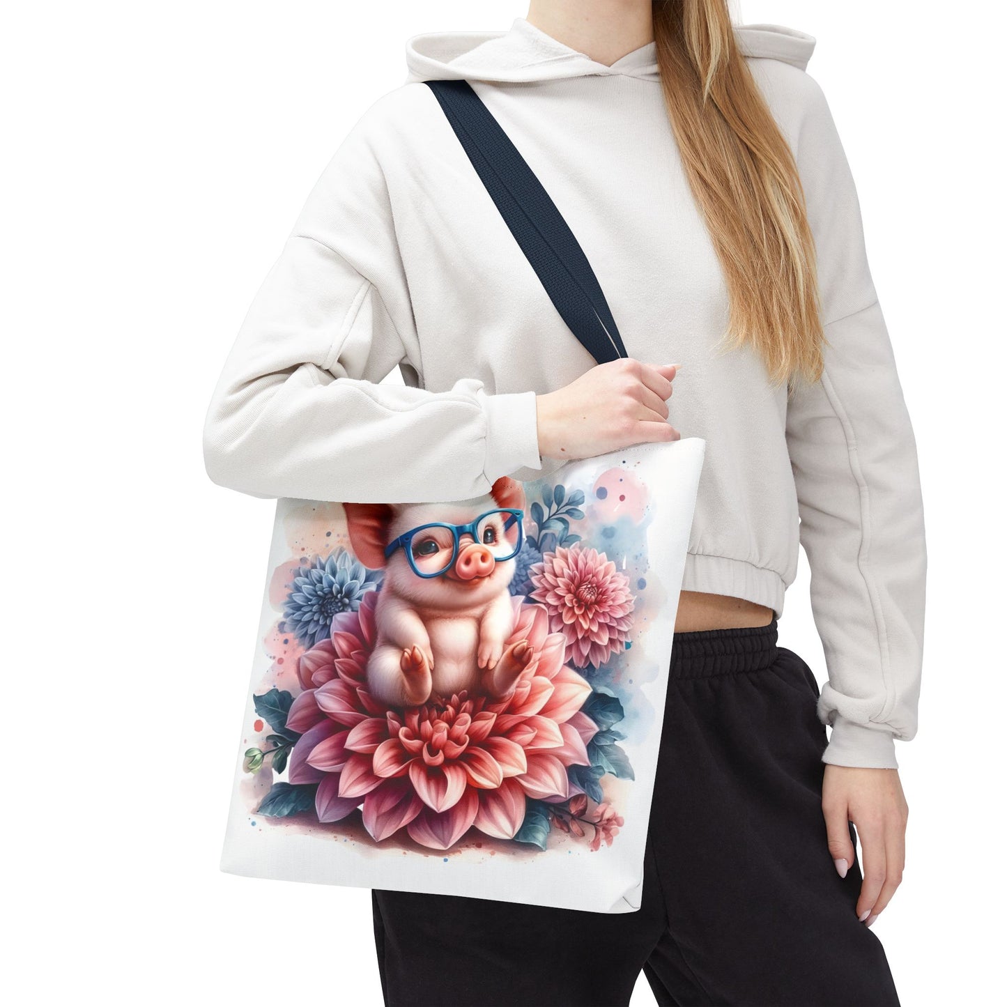 🐷 Floral Piglet Tote Bag – Cute, Whimsical & Practical 🌸