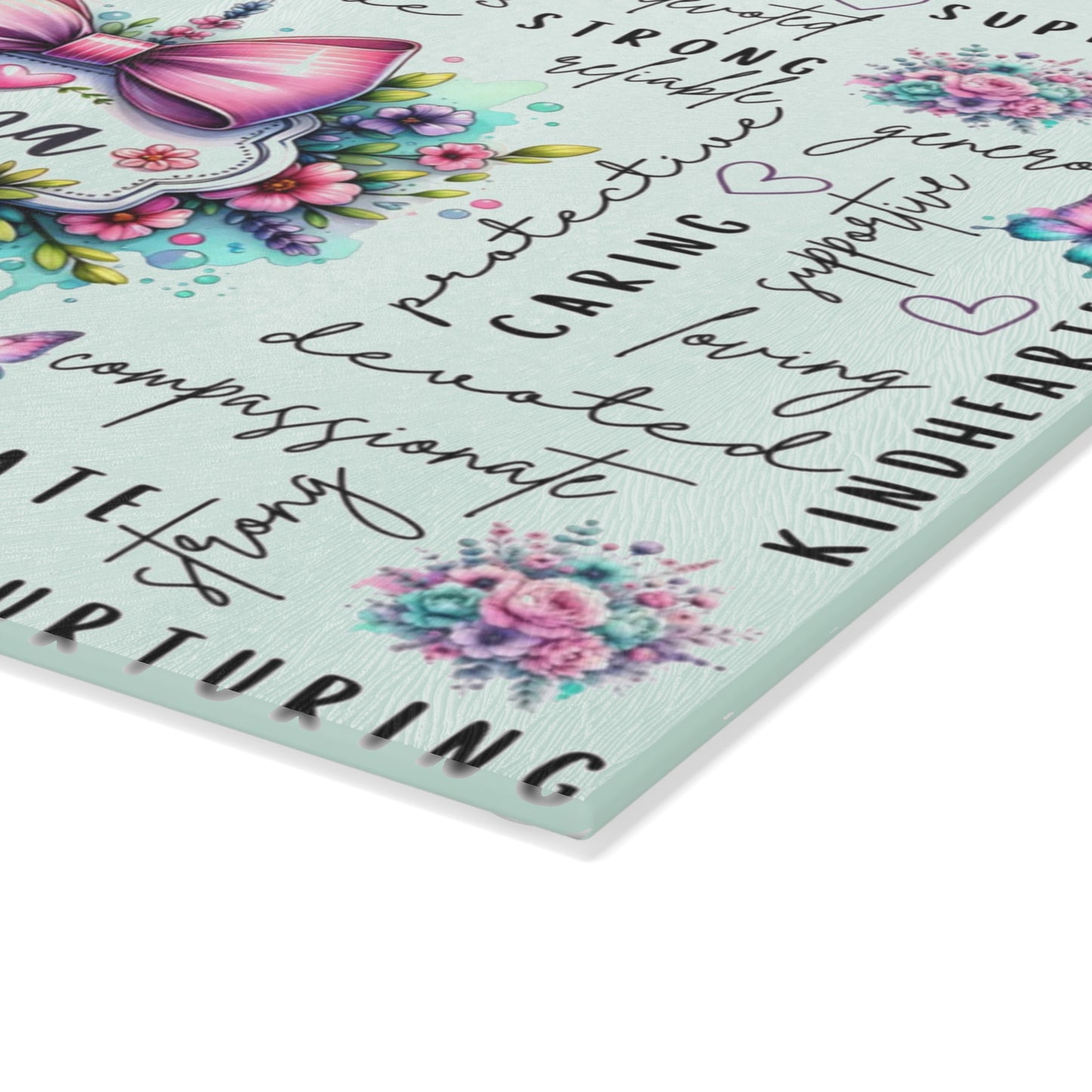 🎀🌸 Nana Bow Cutting Board – Inspirational Floral Beauty for Your Kitchen 🦋💖