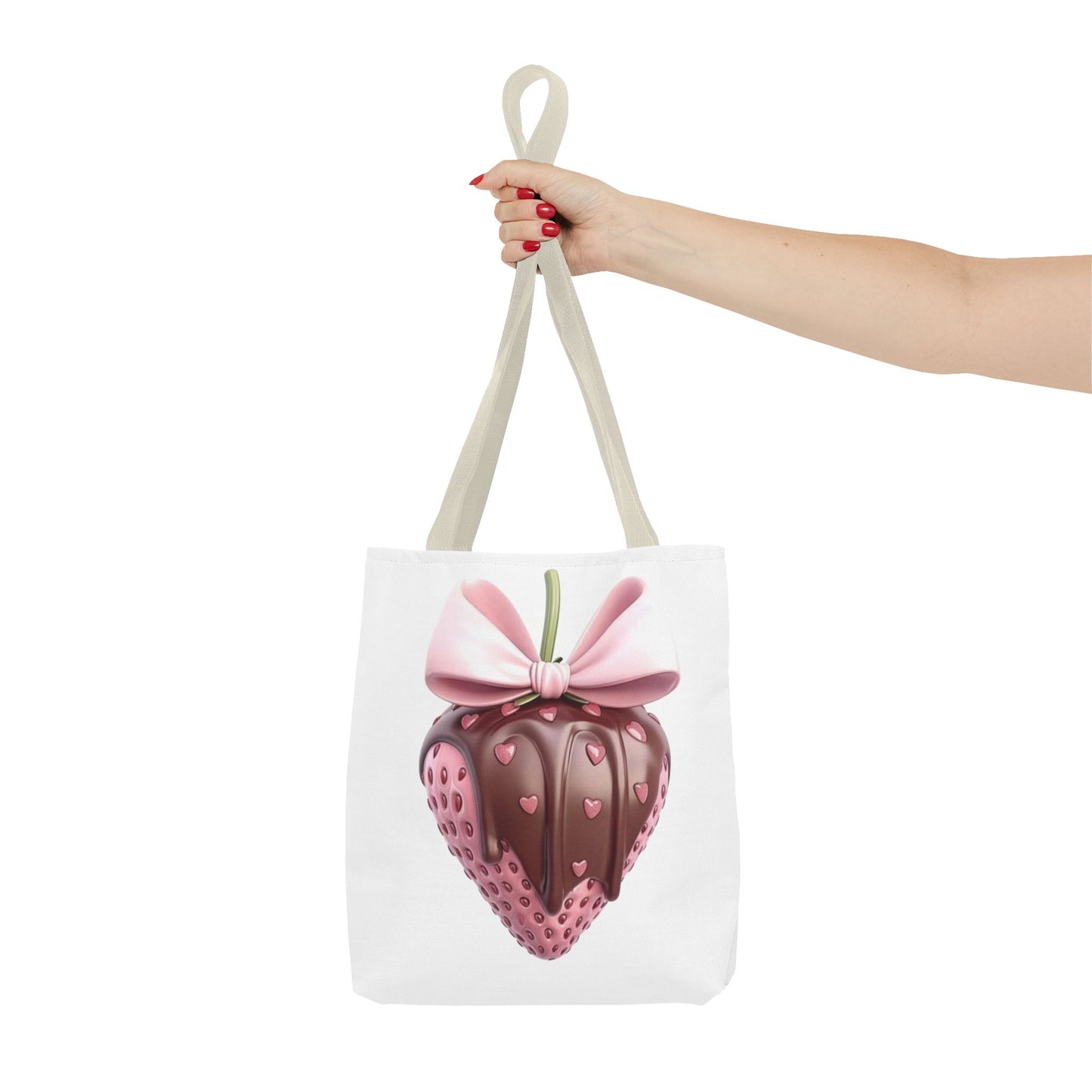 🍓 Chocolate-Dipped Strawberry Tote Bag – Sweet, Romantic & Practical 🍫