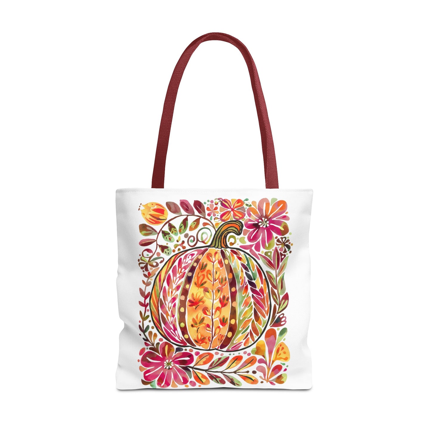 🎨 Watercolor Autumn Pumpkin Floral Tote Bag – Artistic Fall Charm 🍂