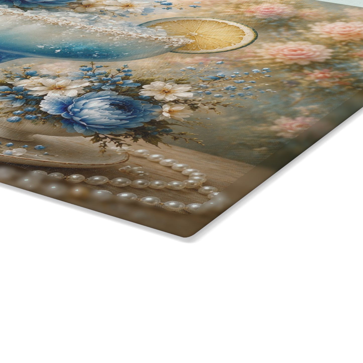 Blue Coastal Margarita Tempered Glass Cutting Board