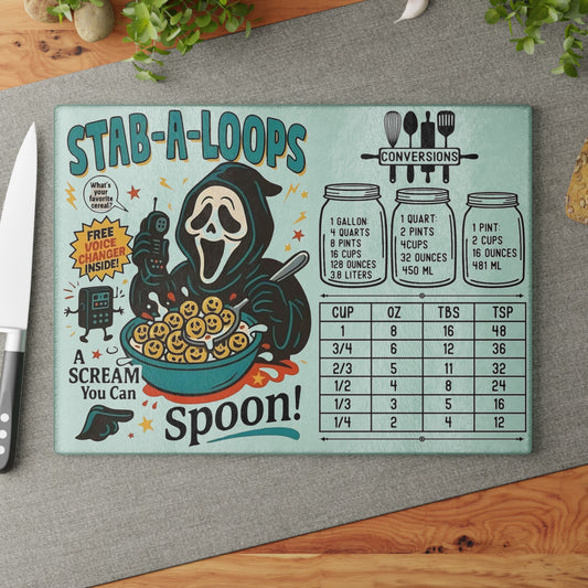 🔪 “Stab-A-Loops” Horror Cereal Cutting Board – A Scream You Can Spoon! 🍽️