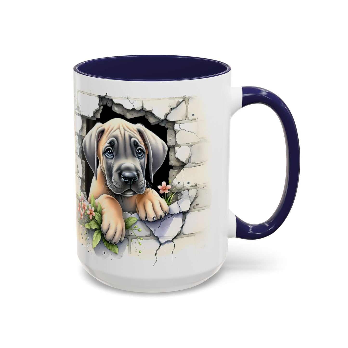 🐾 Great Dane Puppy Accent Mug – Sweet Peek-Through Puppy Design ☕💛