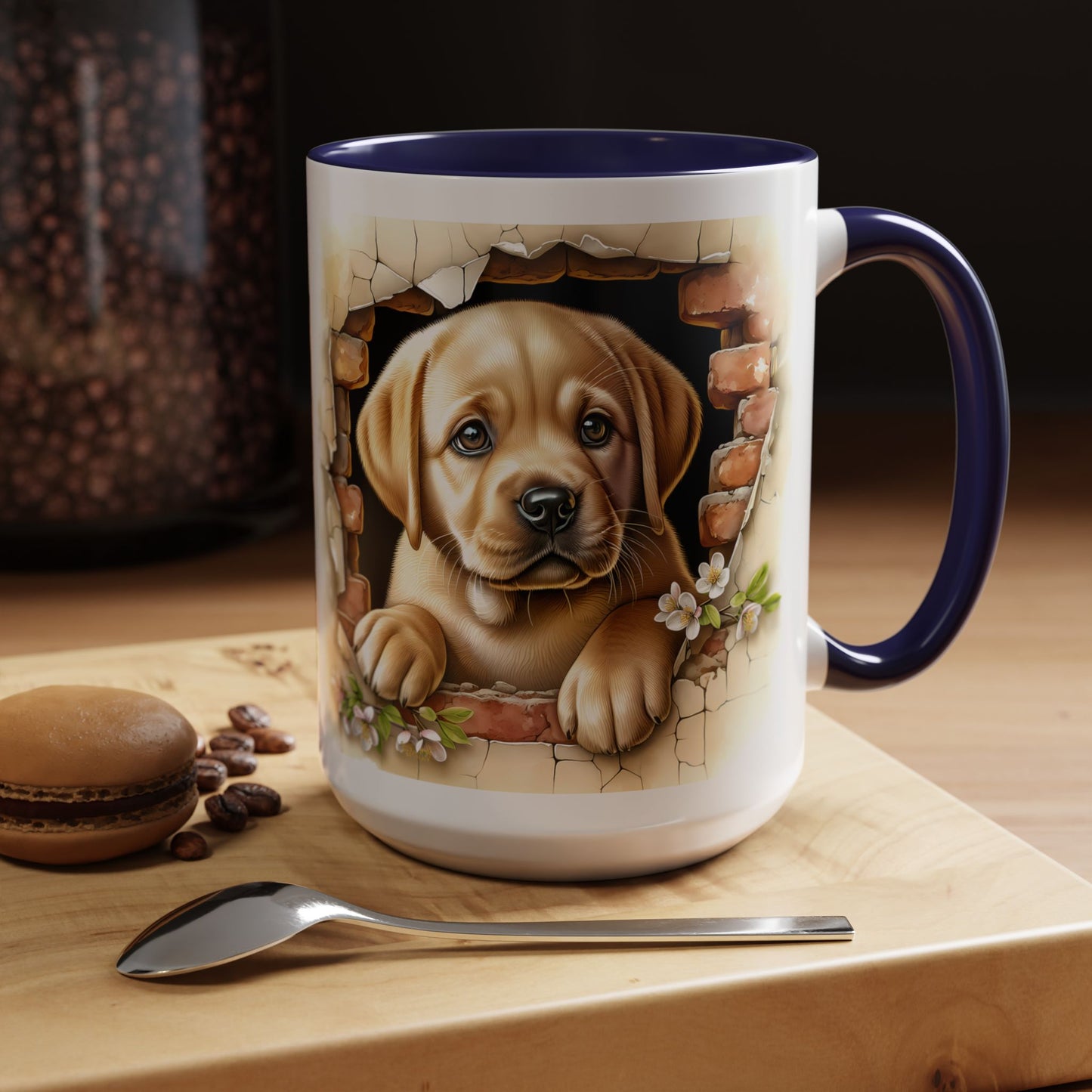🐶☕ Labrador Puppy Peek Accent Mug – Sweet Yellow Lab Lover Gift ✨💛