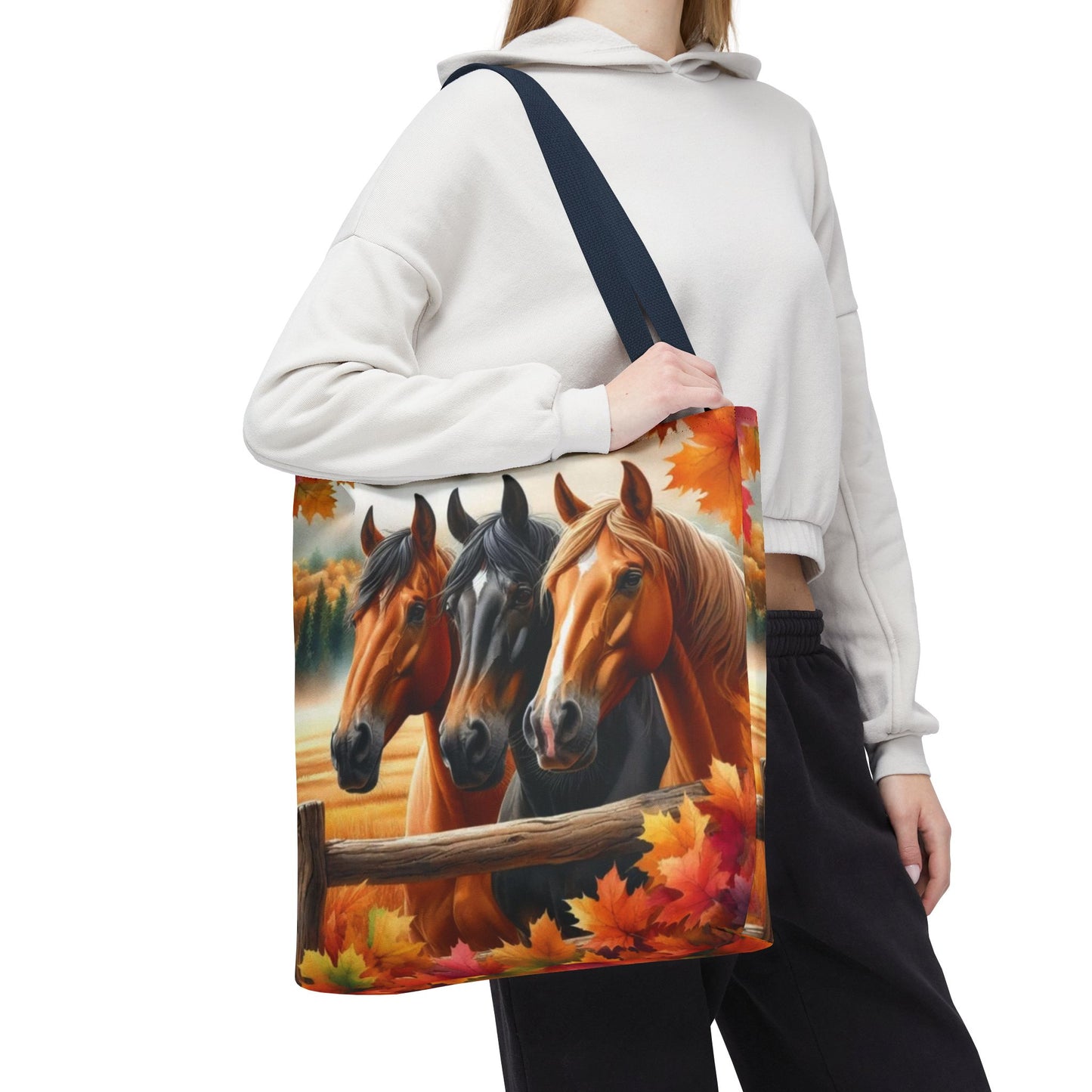 🐴 Autumn Horse Trio Tote Bag – Rustic, Stylish & Practical 🍂
