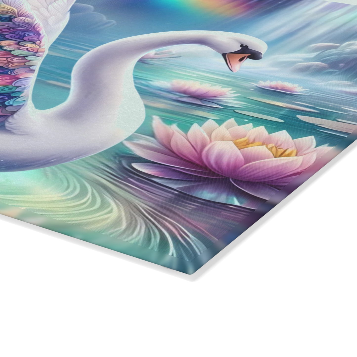 Swan Glass Cutting Board – Elegant Kitchen Decor | Tempered Glass Serving Board with Graceful Bird Design