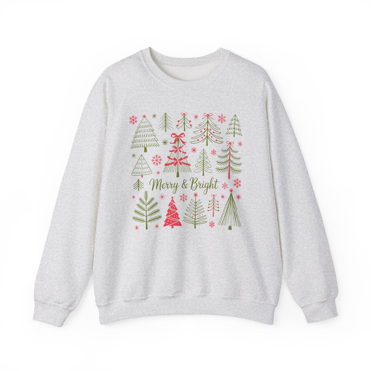 🎄✨ Merry & Bright Sweatshirt – Whimsical Holiday Forest Vibes