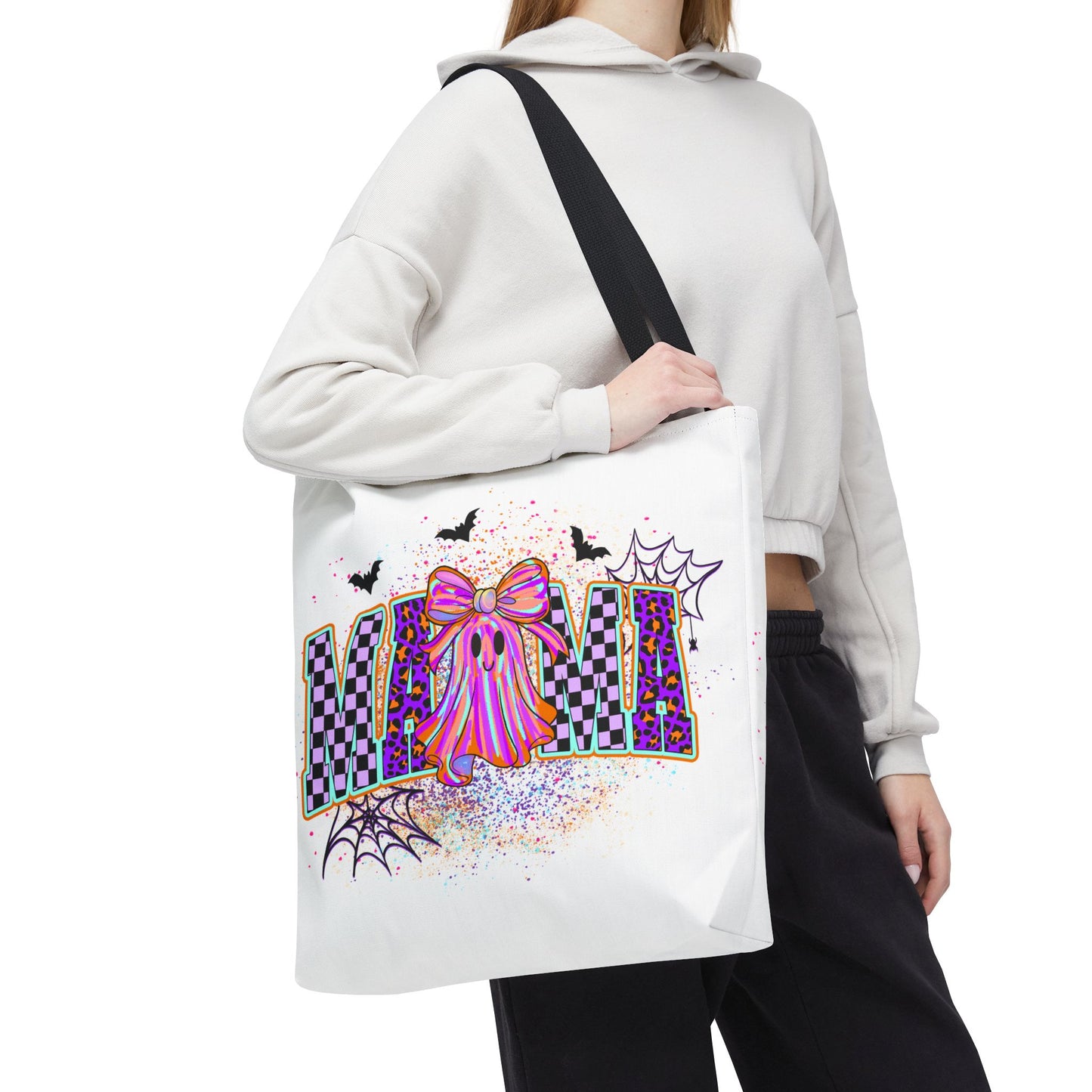 🎃 Colorful Mama Ghost Halloween Tote Bag – Spooky Fun with a Pop of Color 👻👜