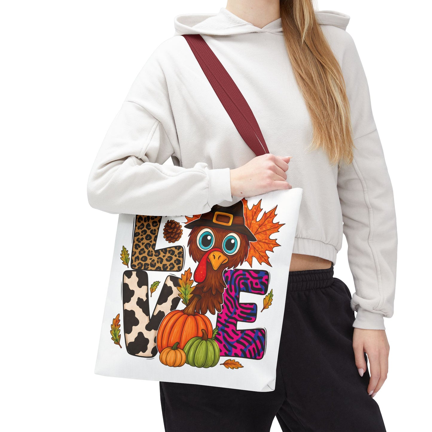 🦃 LOVE Turkey Tote Bag – Wild Prints, Big Eyes & Thanksgiving Fun 🎨