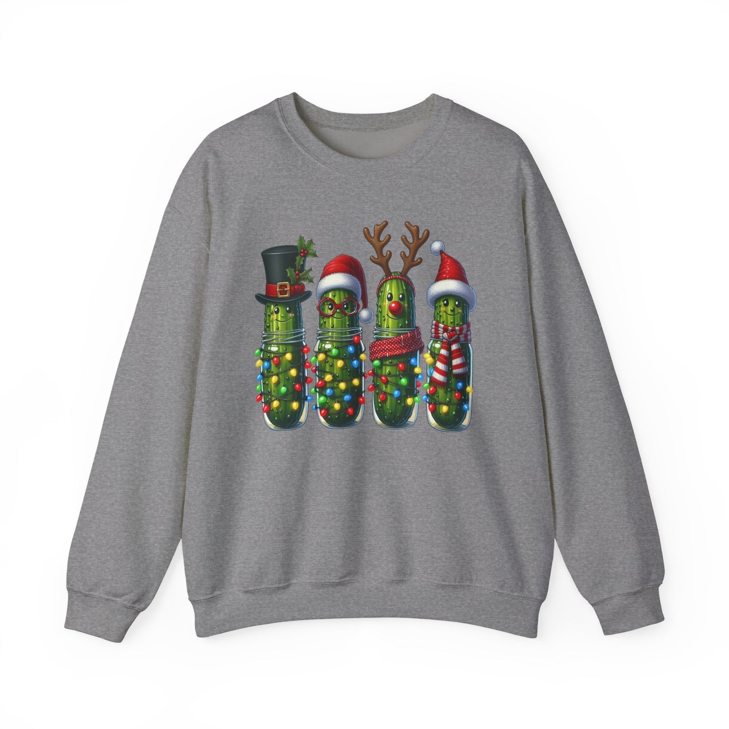 🥒✨ Merry Picklemas Crewneck – Festive Pickle Jars with Holiday Lights