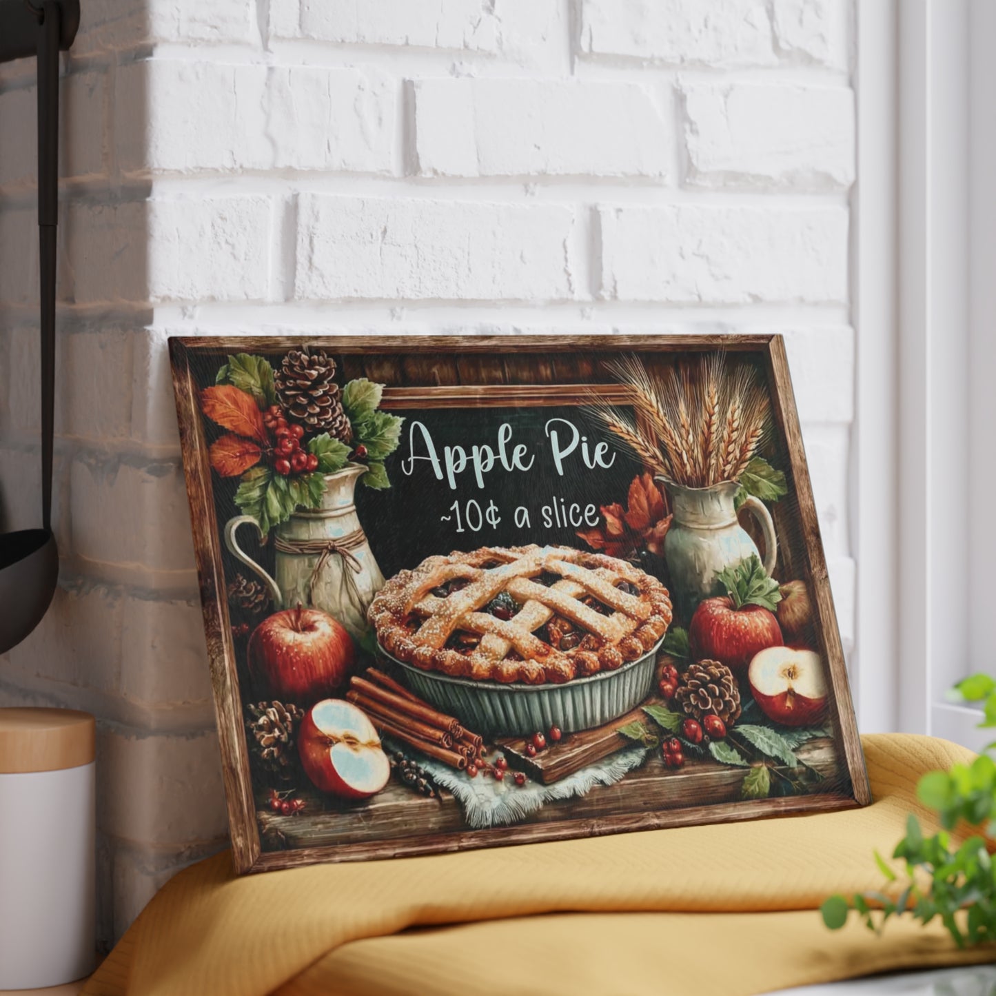 🥧🍎 “Apple Pie – 10¢ a Slice” Tempered Glass Board – Vintage Bakery Charm