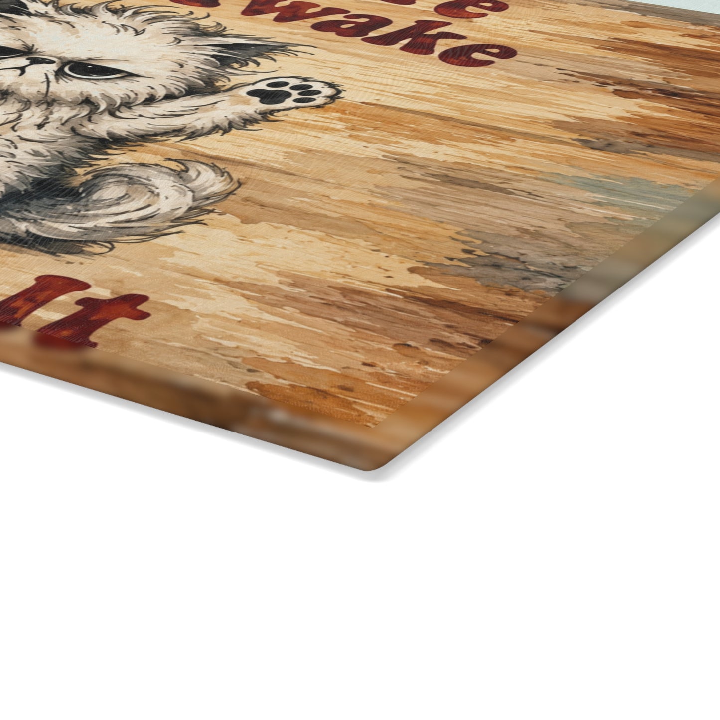 I’m Here, I’m Awake, Don’t Push It Funny Cat Glass Cutting Board – Coffee Lover Kitchen Decor