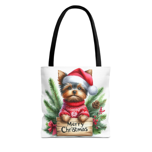 📦🐶 Yorkie Christmas Tote Bag – Tiny Terrier Holiday Charm in Every Carry 🎄