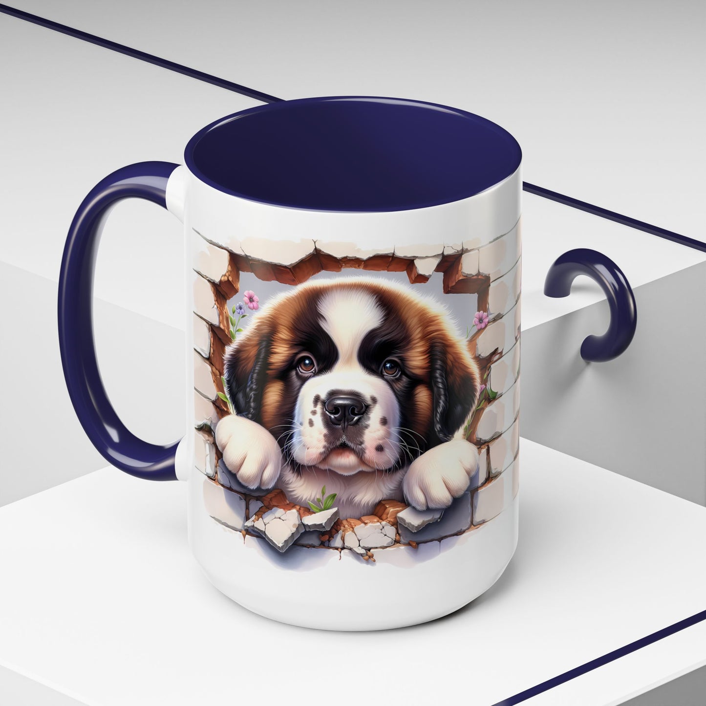 🐾☕ St. Bernard Puppy Peek Accent Mug – Gentle Giant Pup Lover Gift ✨❤️