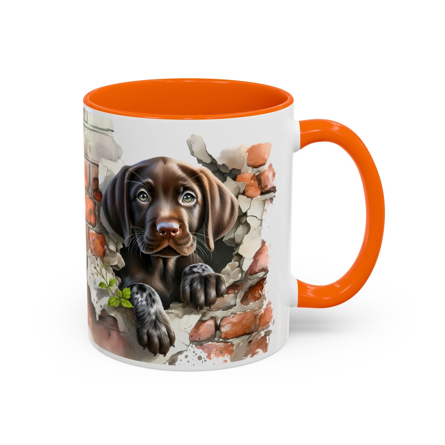 🐶🍫 Chocolate Lab Puppy Accent Mug – Sweet Brown Pup Coffee Cup ☕💛