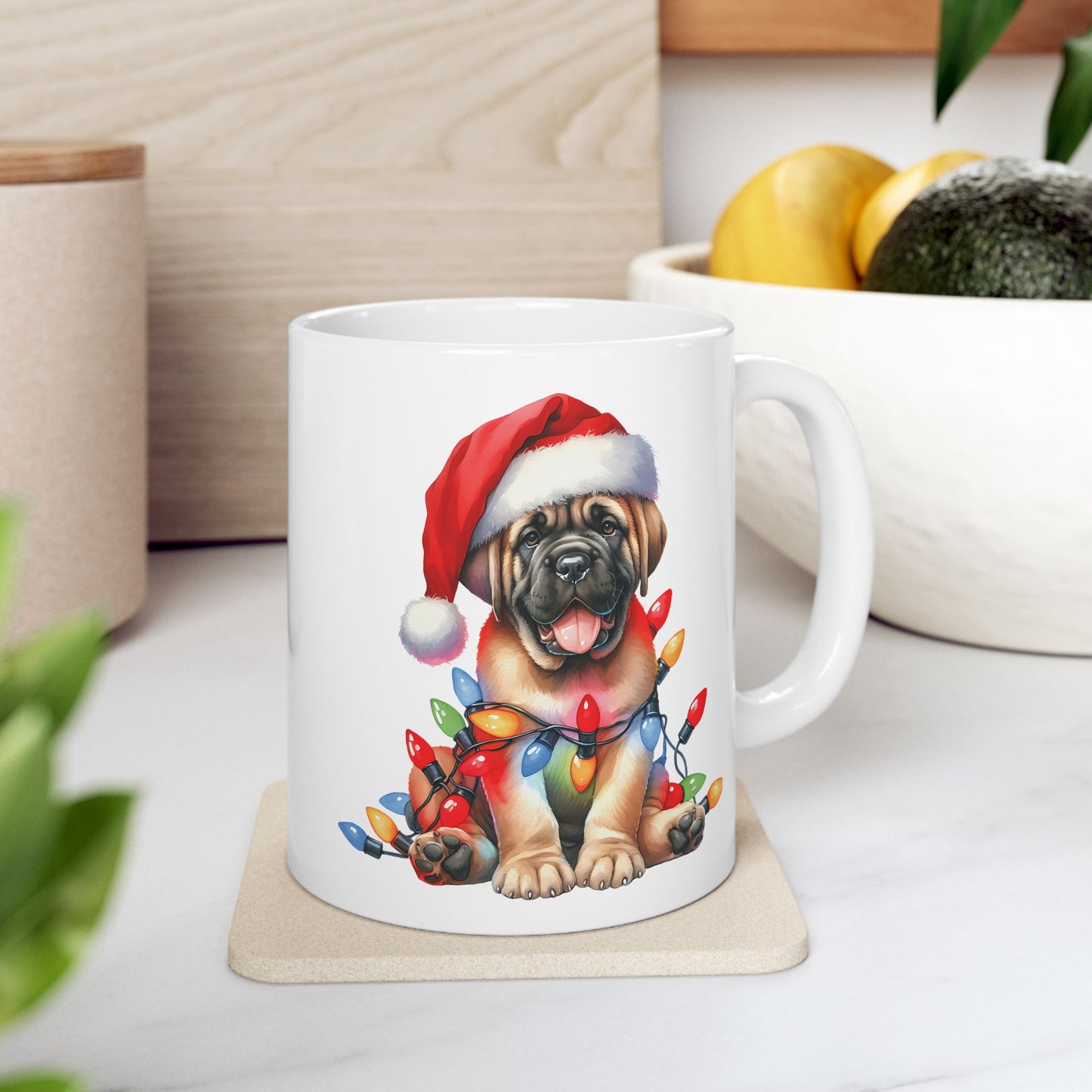 🎄 Mastiff Christmas Mug – Holiday Cheer with a Big-Hearted Pup 🐾