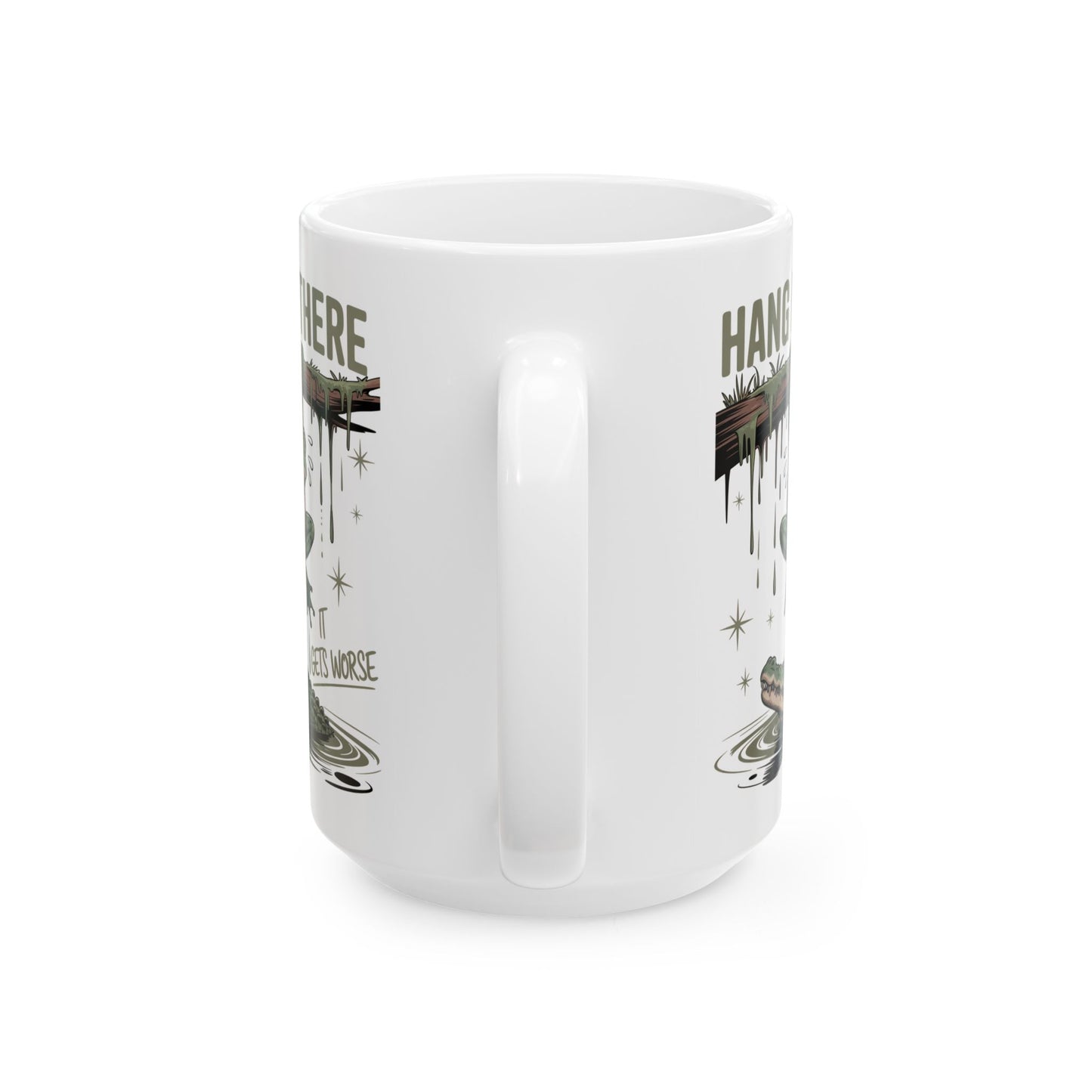 🐸 Hang in There Funny Frog Mug – Dark Humor with a Splash of Sass 🐊