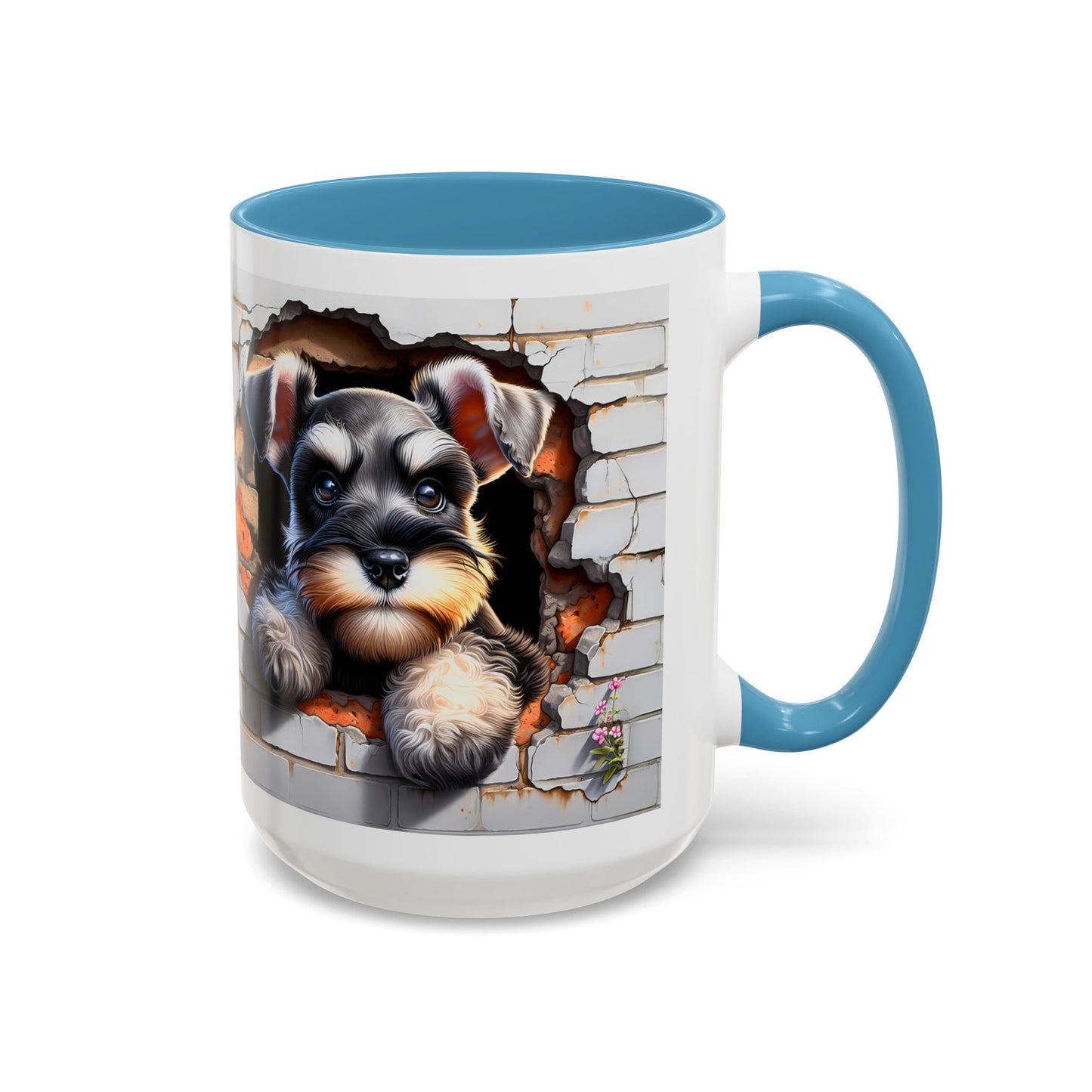 🎀🐶 Schnauzer Puppy Accent Mug – Cute Peek-Through Dog Design for Animal Lovers ☕💖