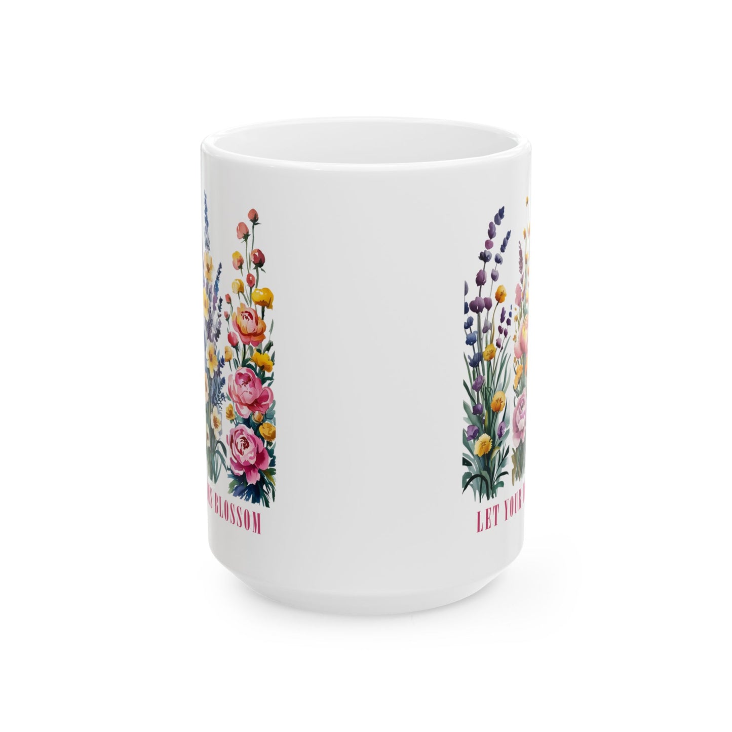 Taza floral “Deja que tus sueños florezcan”